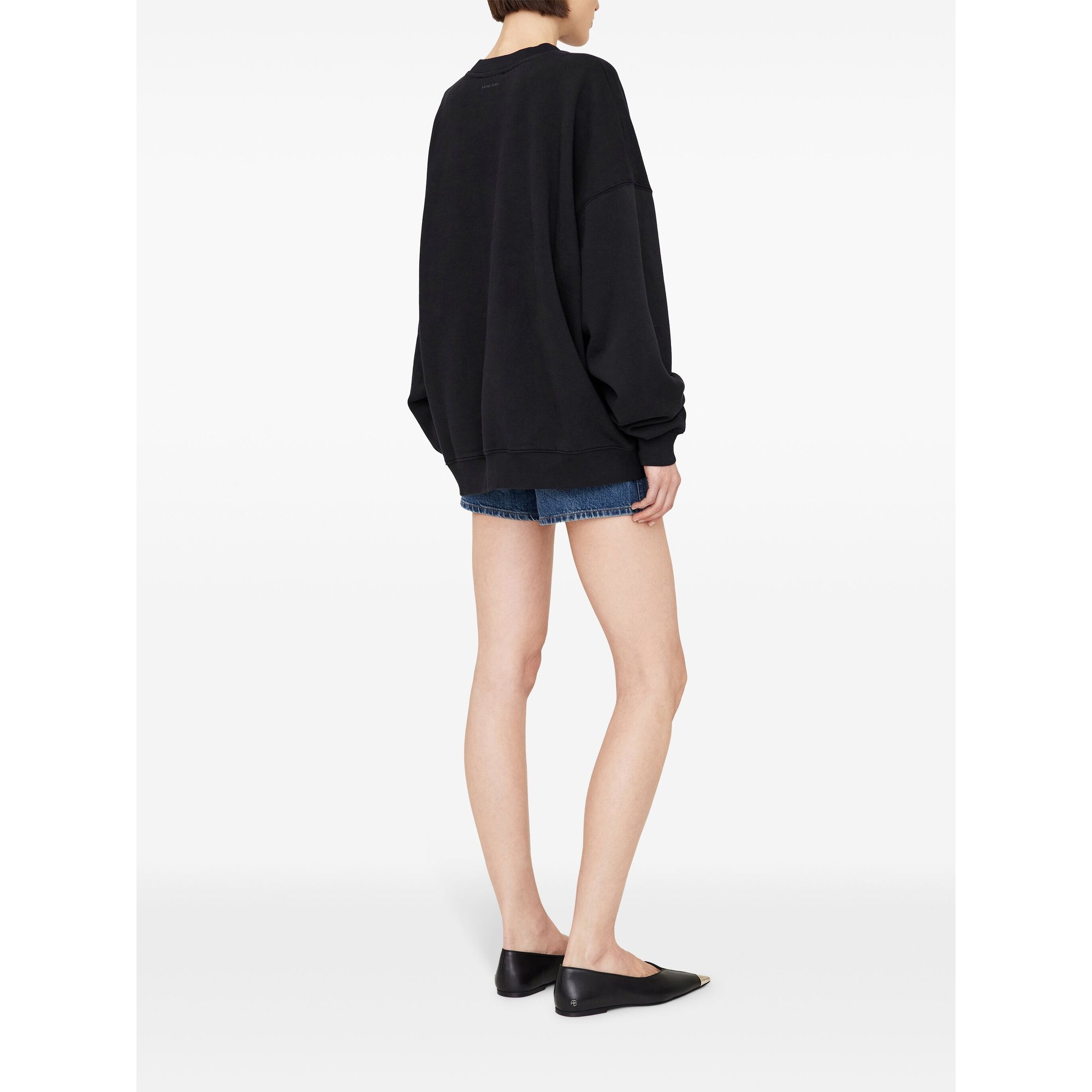 Miles Oversized Sweatshirt Letterman - Black Anine Bing vista2