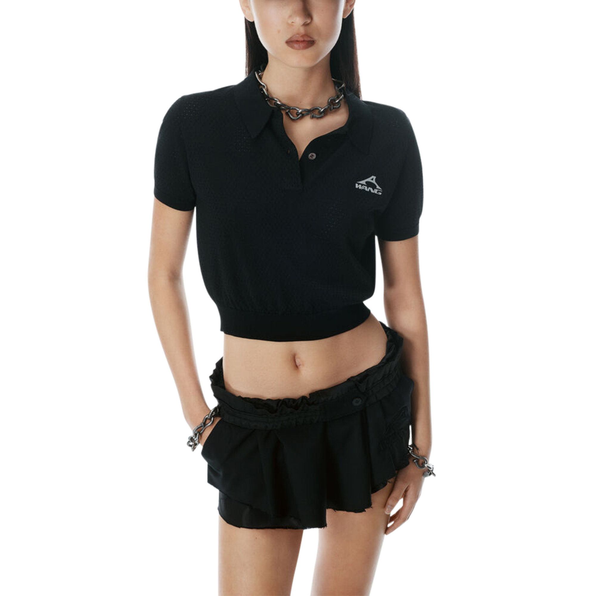 Short Sleeve Polo Tee w/ a Wang Logo Print Alexander Wang vista3