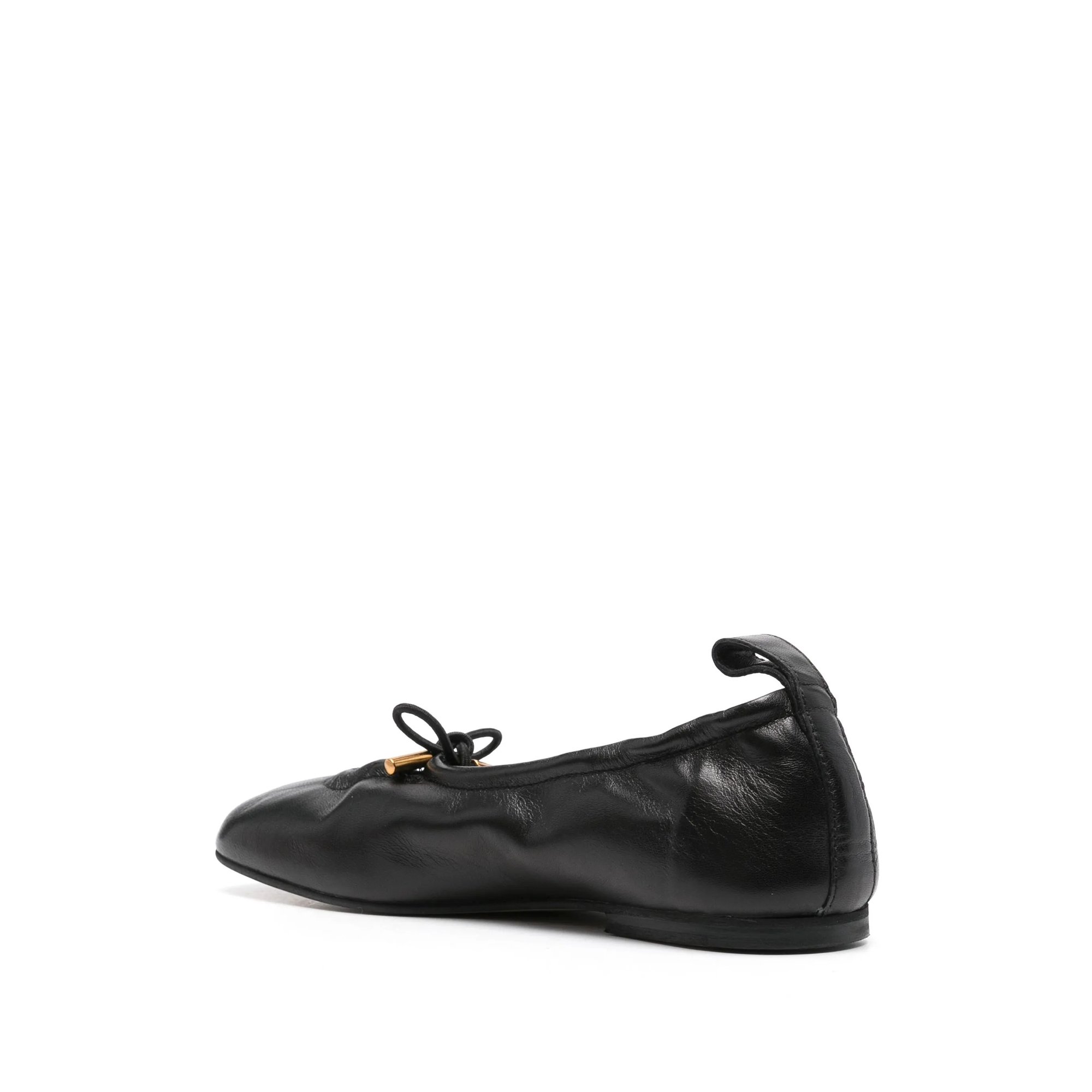 Rosalind Black Leather Ballet Flats alohas vista2