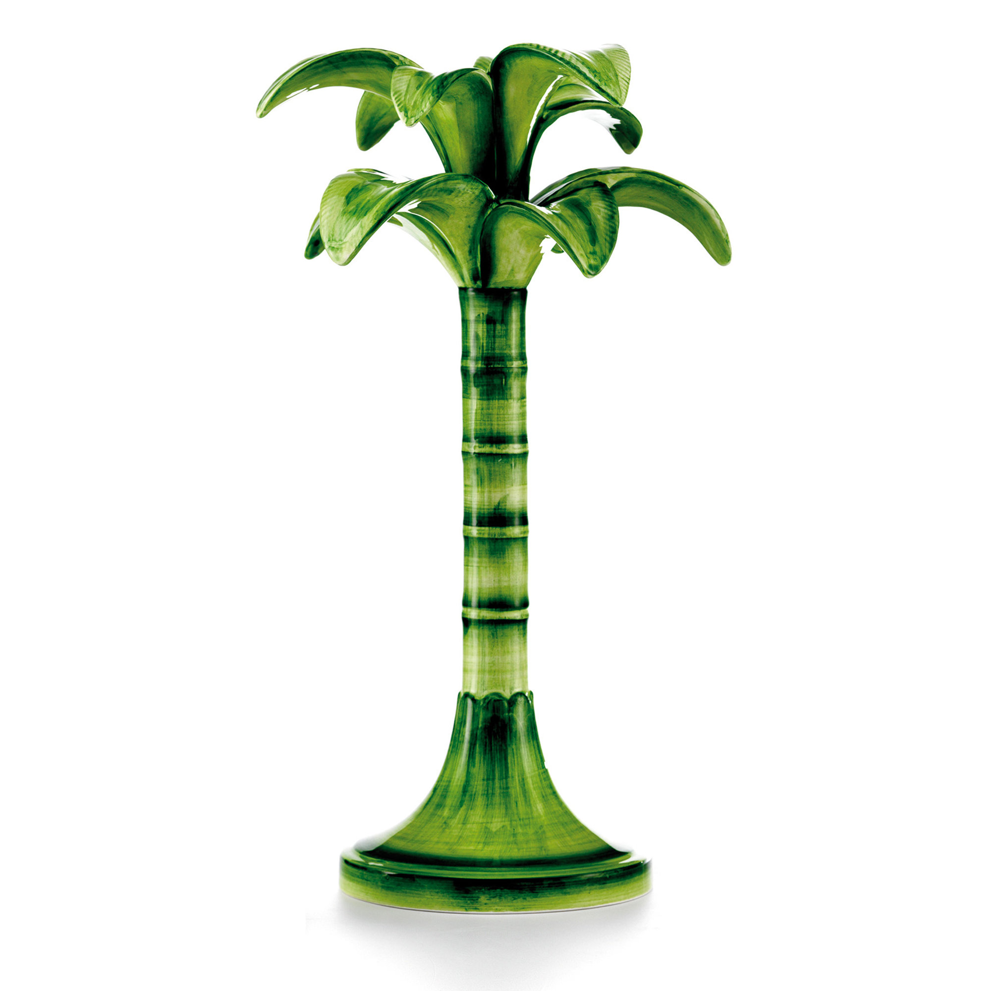 Ceramic Palm Candleholder - Large (green) Les-Ottomans vista0
