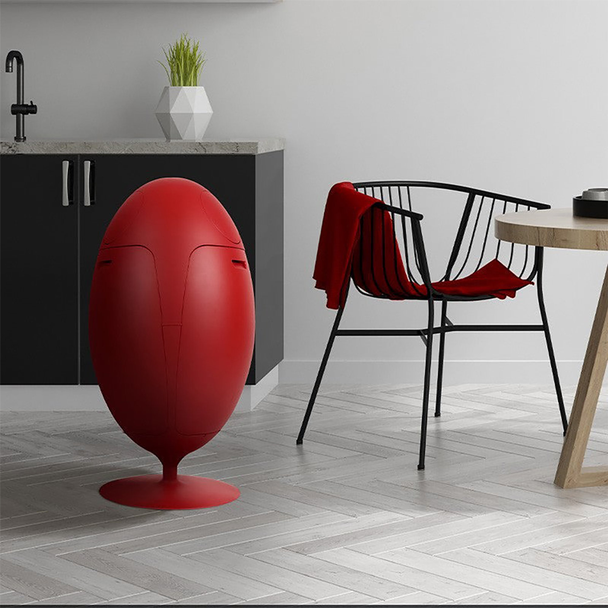 Cestino Ovetto Galà, rosso Soldidesign vista3