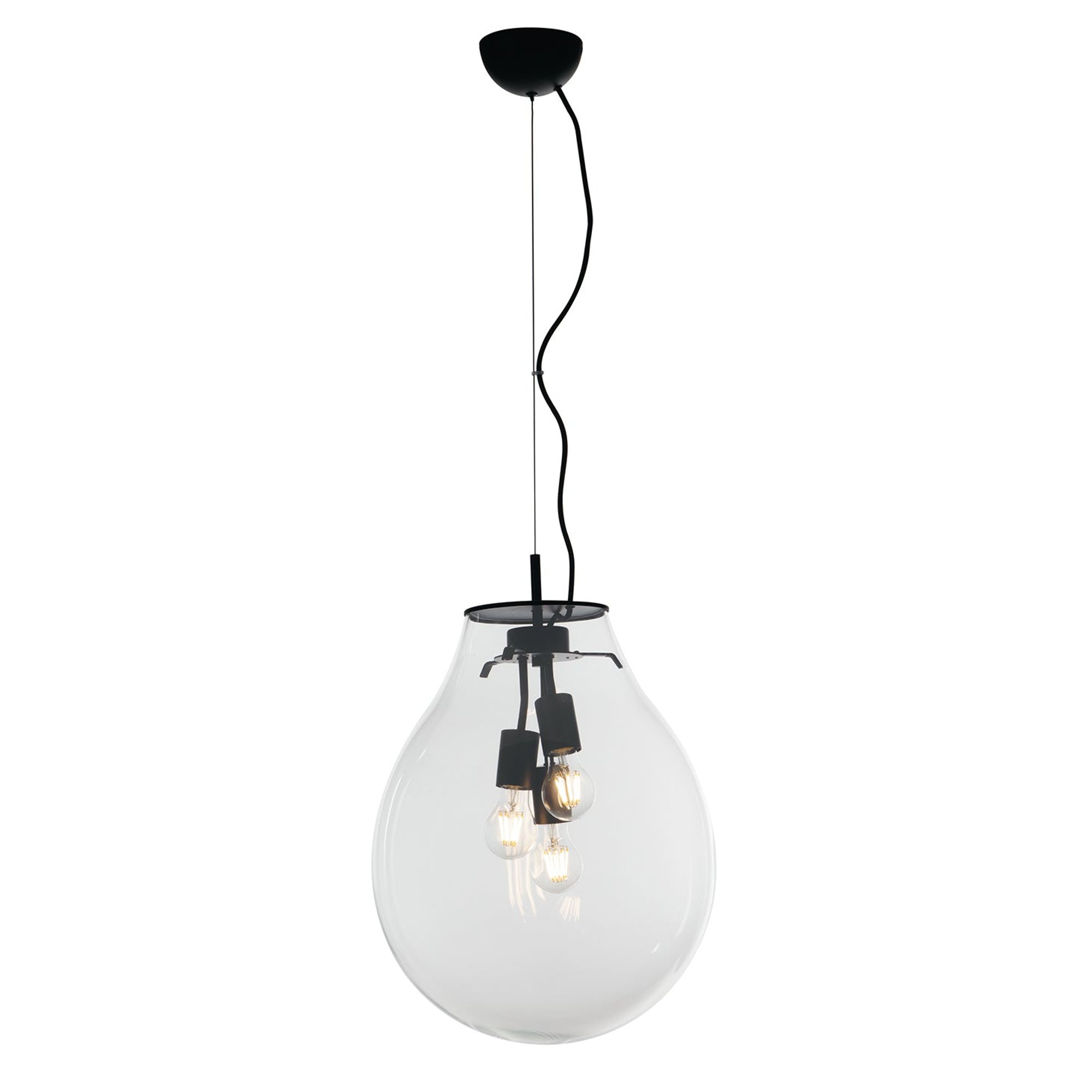 Azuma Suspension in Transparent Glass with Black Metal Structure 38 Cm. Luce Ambiente e Design vista0