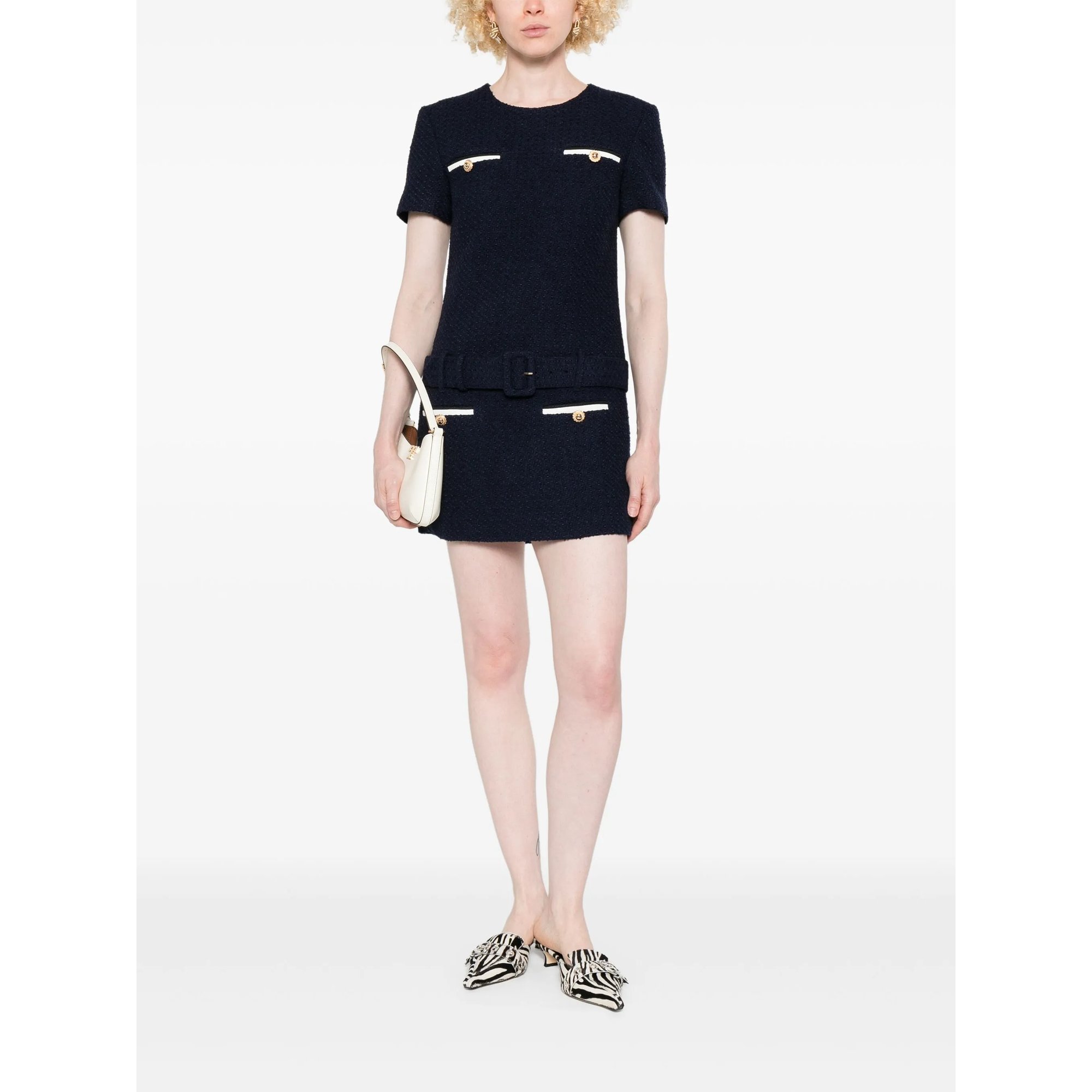 Navy Boucle Mini Dress SELF-PORTRAIT vista1