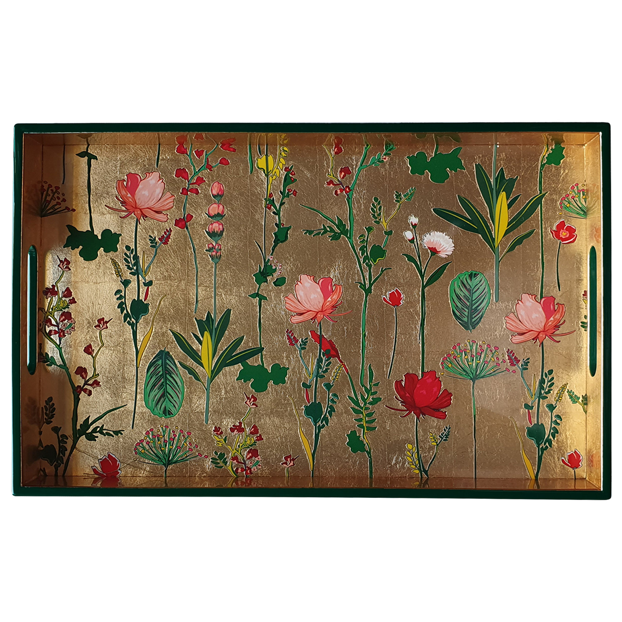 Lakeret Bakke-blomster på Guld Les-Ottomans vista0