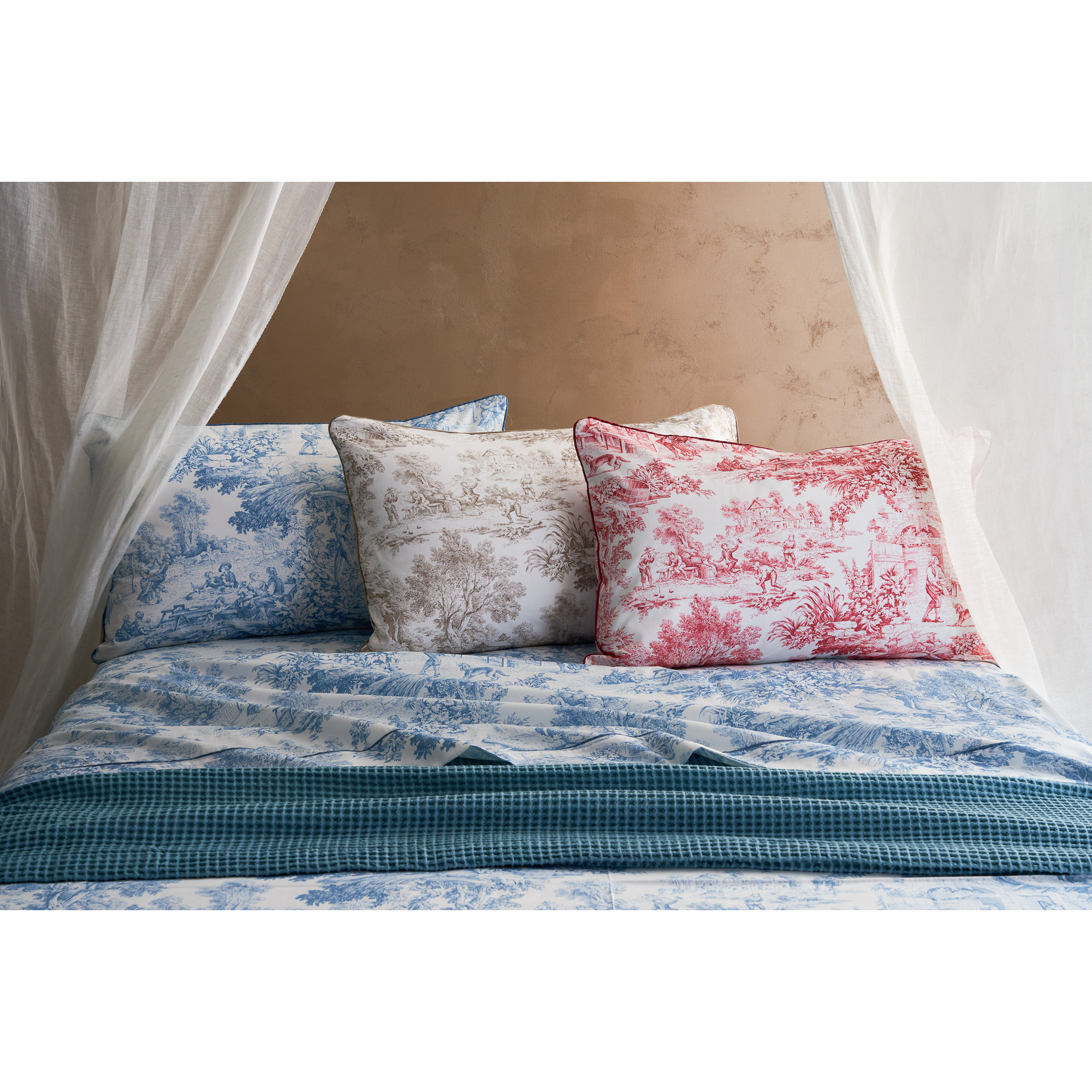 TOILE DE JOUY Completo letto matrimoniale, Blu Biancoperla vista1
