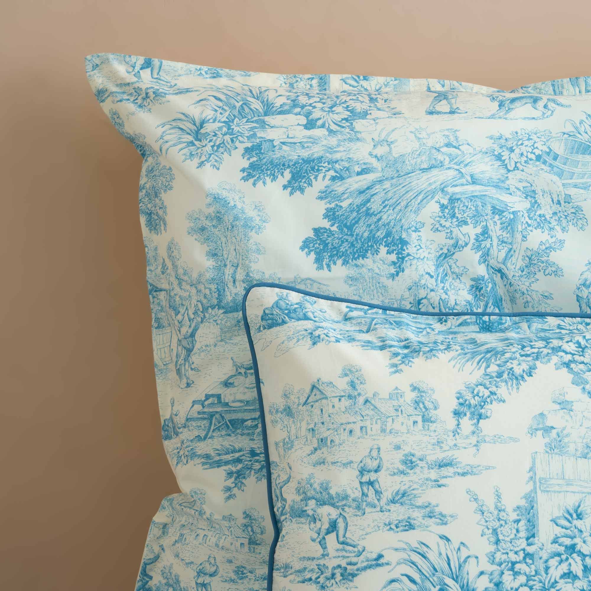 TOILE DE JOUY Parure copripiumino matrimoniale, Blu Biancoperla vista2