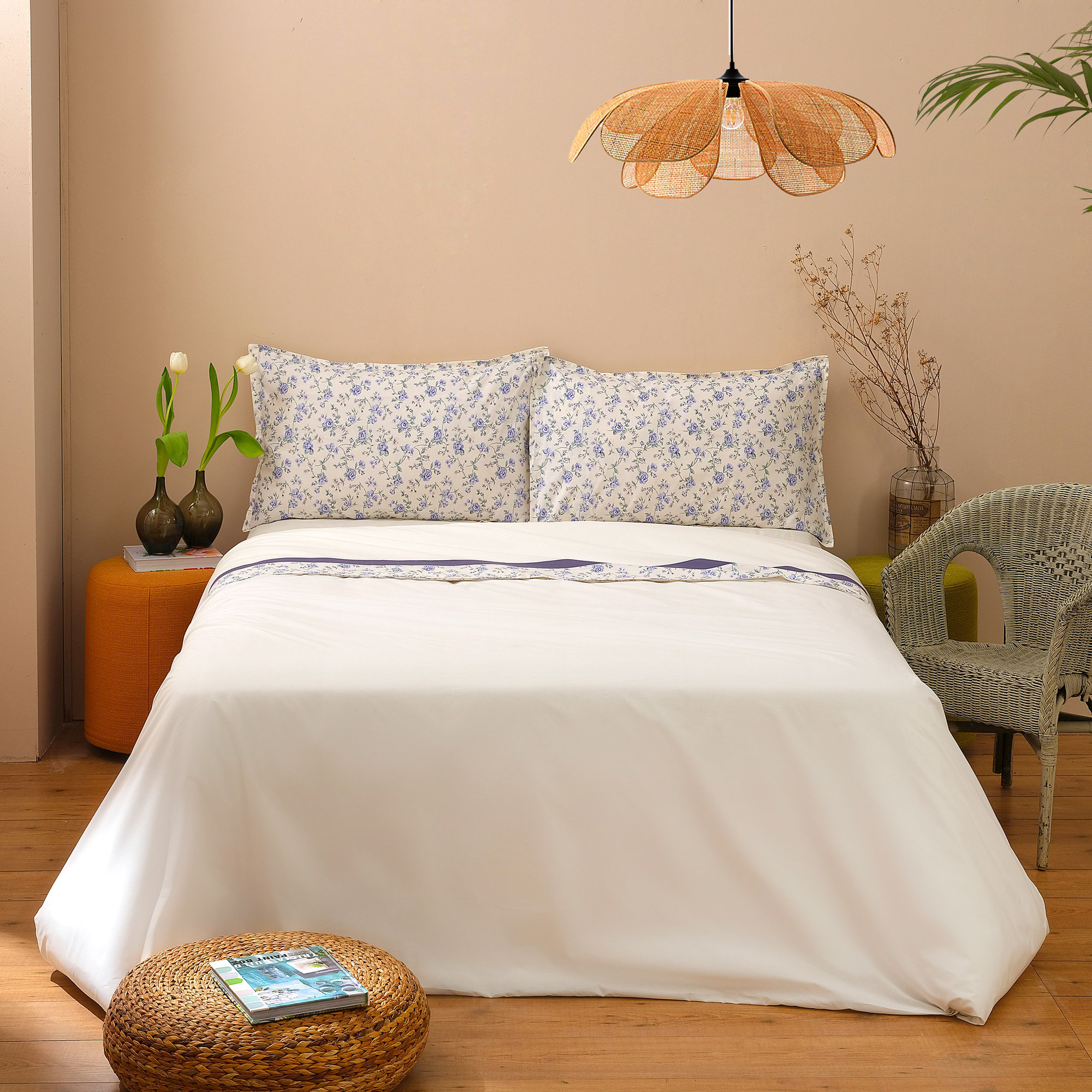 ROSITA Completo letto matrimoniale, Azzurro Biancoperla vista0