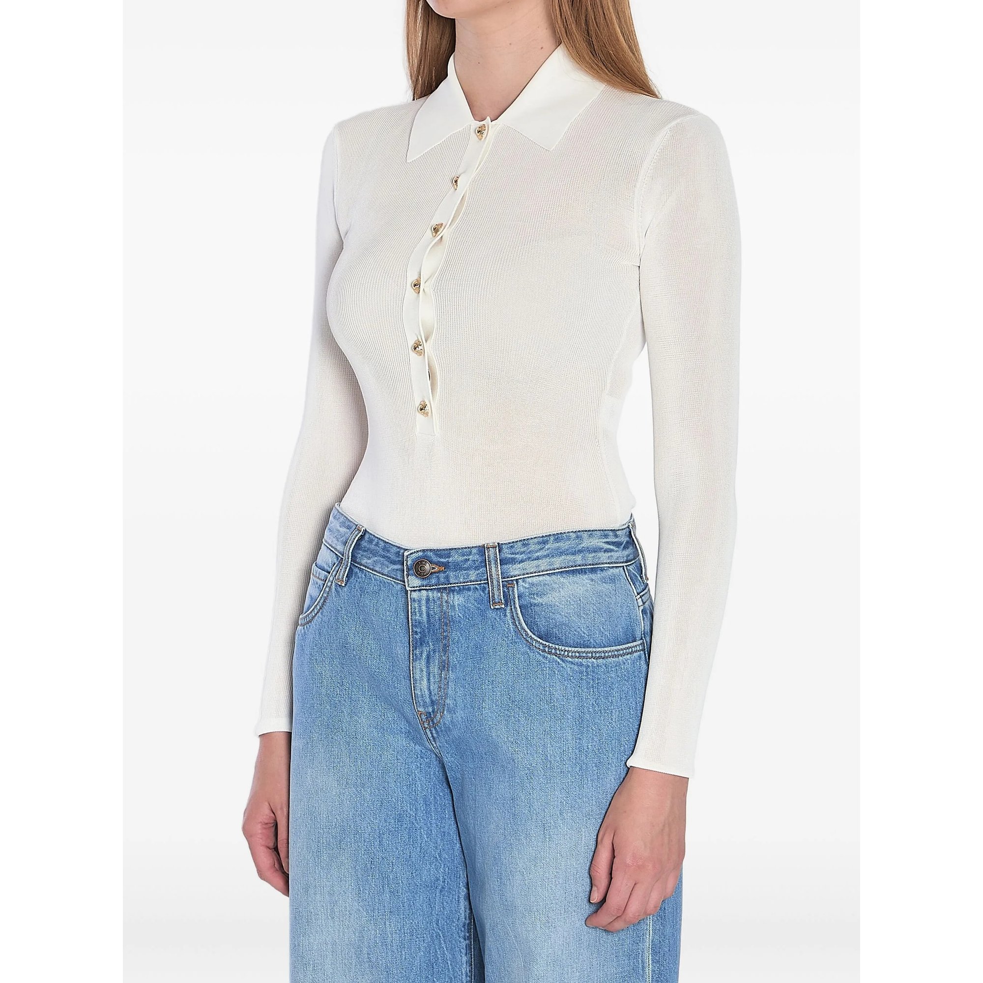 White Viscose Knit Bodysuit SELF-PORTRAIT vista1