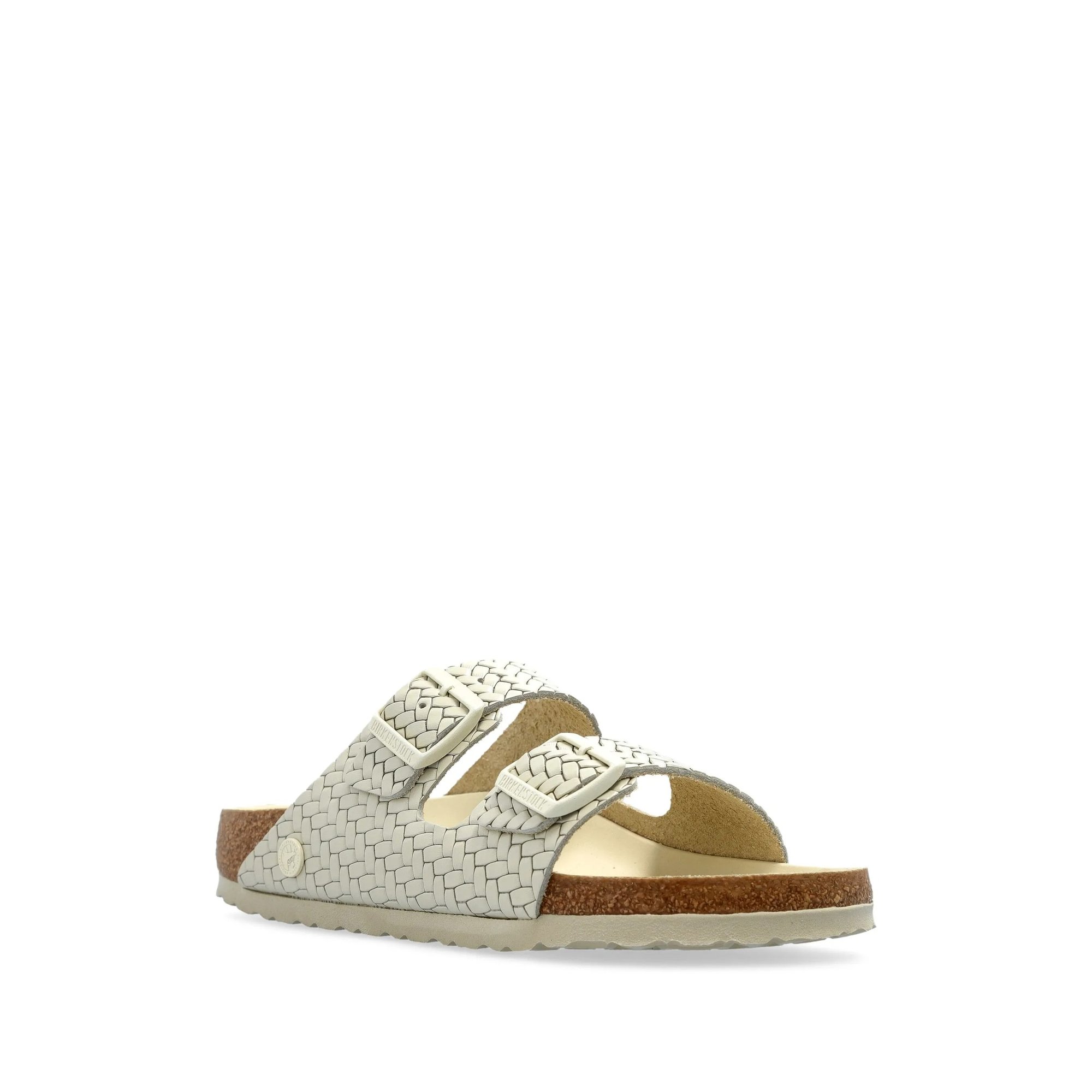 Arizona Ecru, Natural Leather Woven Emboss Birkenstock vista1