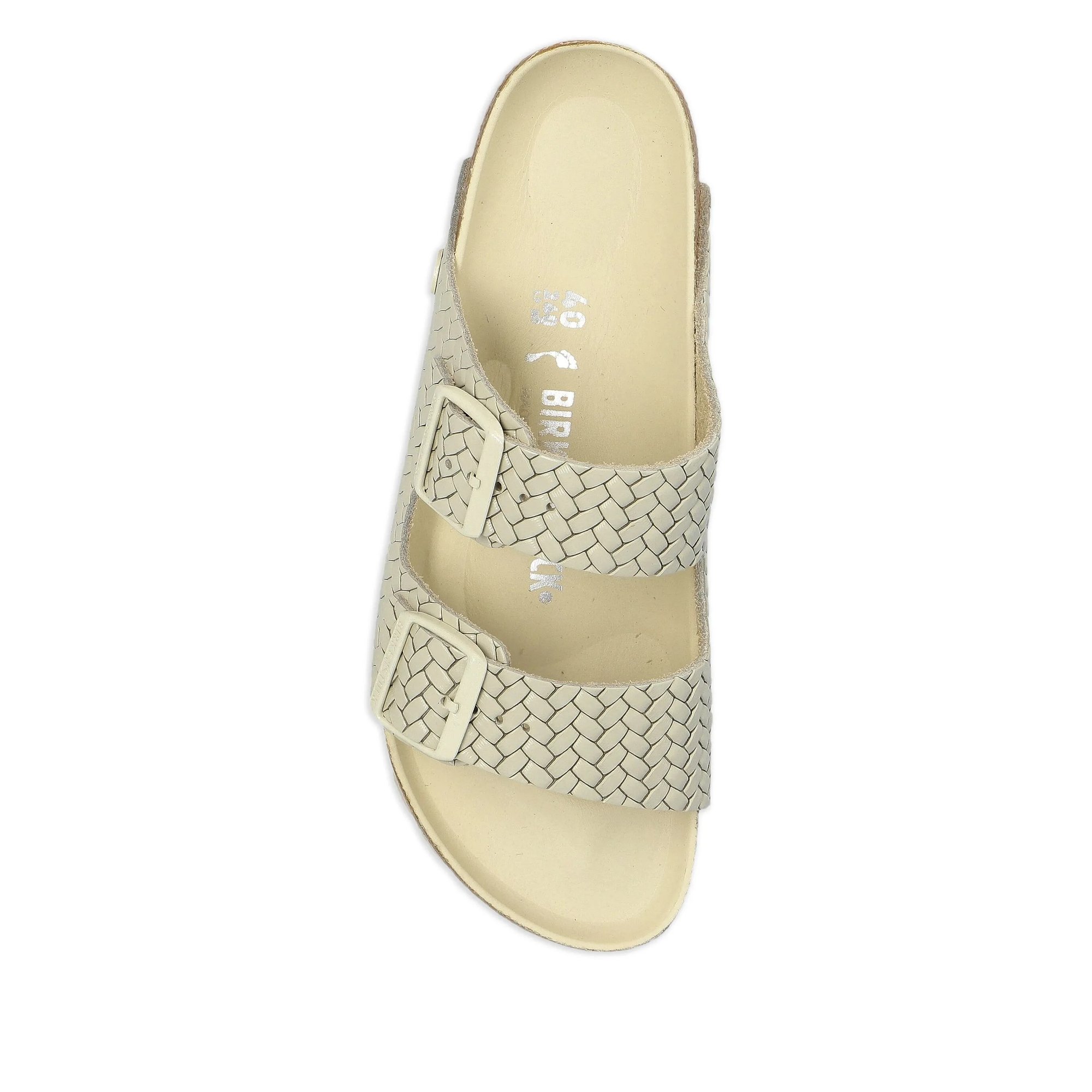Arizona Ecru, Natural Leather Woven Emboss Birkenstock vista3