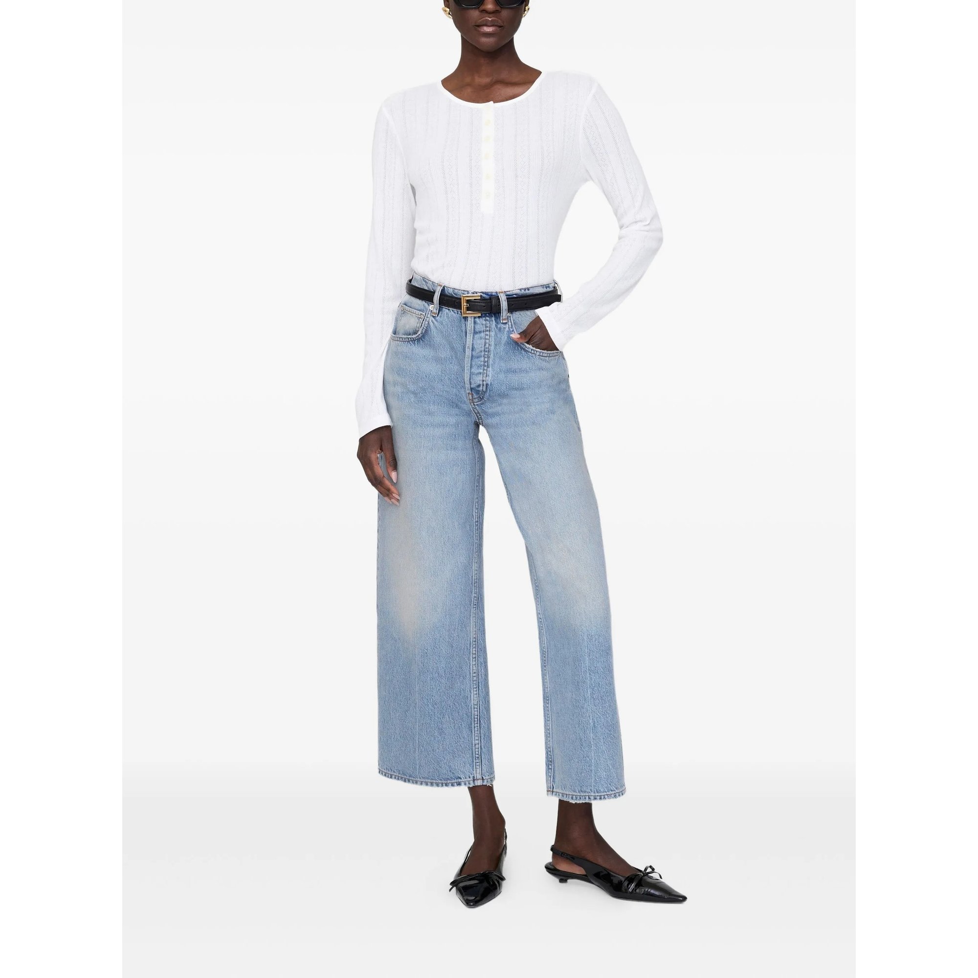 Pia Long Sleeve Tee - Off White Anine Bing vista1