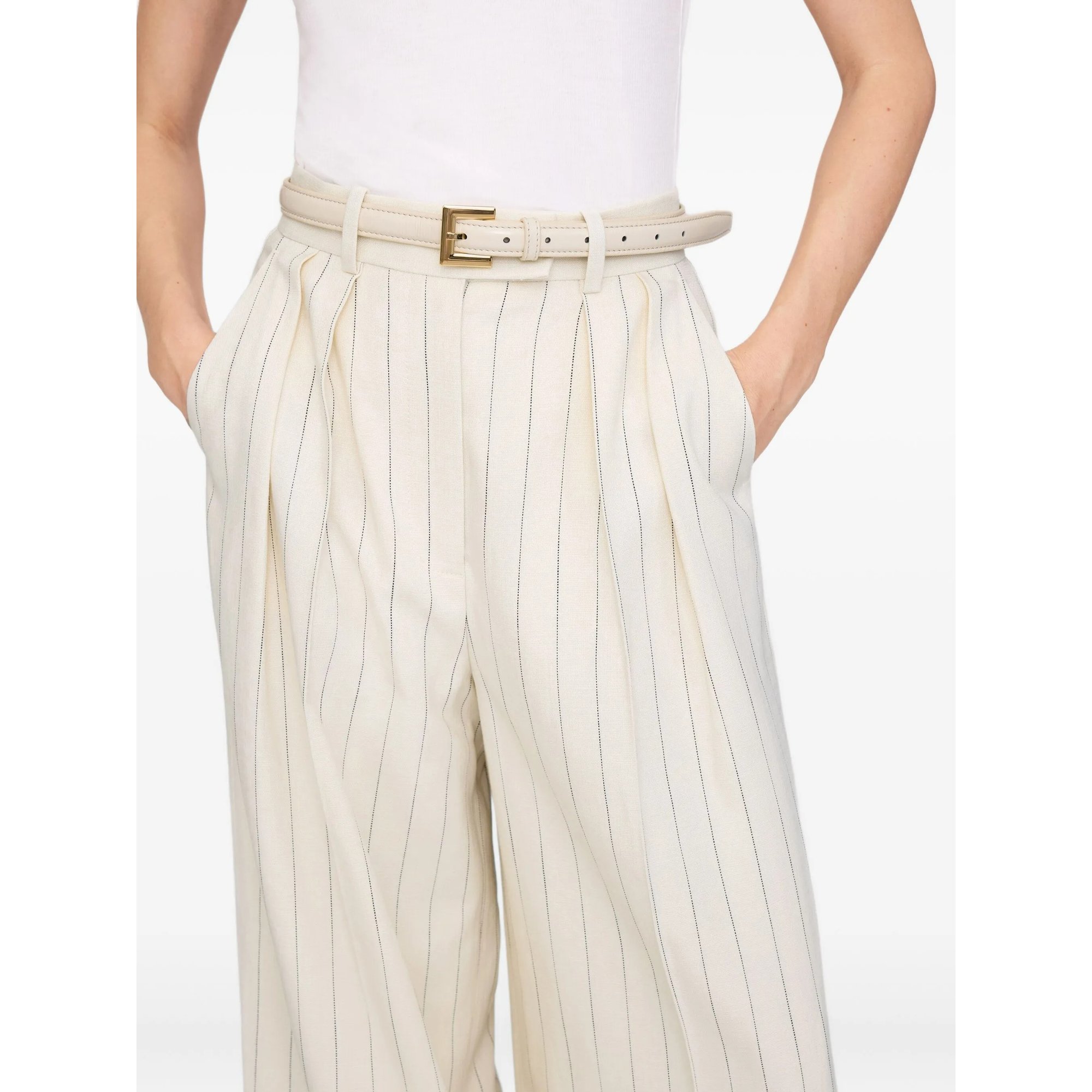 Nicola Belt - Bone Crinkled Patent Anine Bing vista3