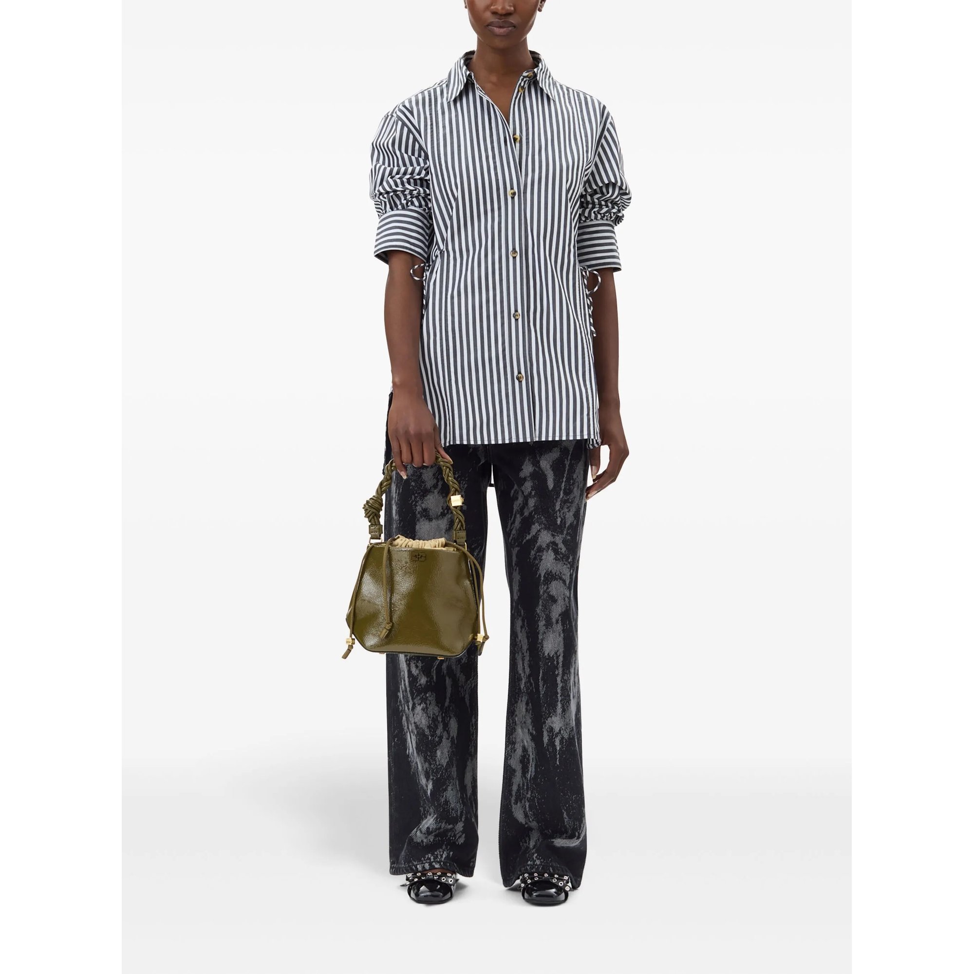 Stripe Cotton Oversized Shirt W0096 Ganni vista1