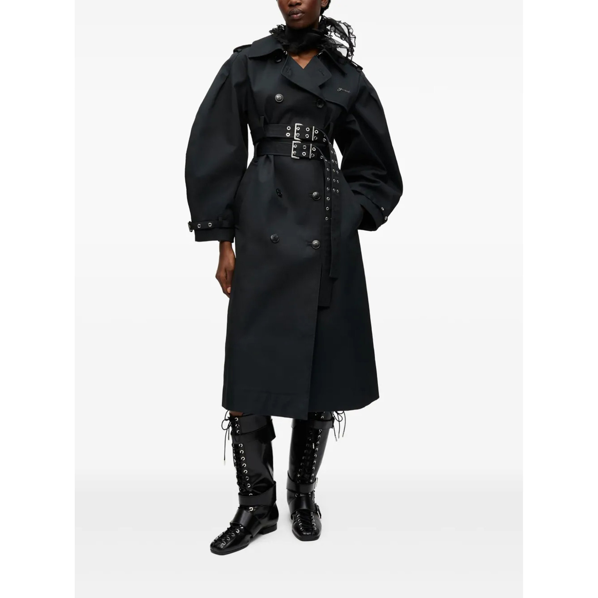 Bonded Cotton Trench Coat W0395 Ganni vista1