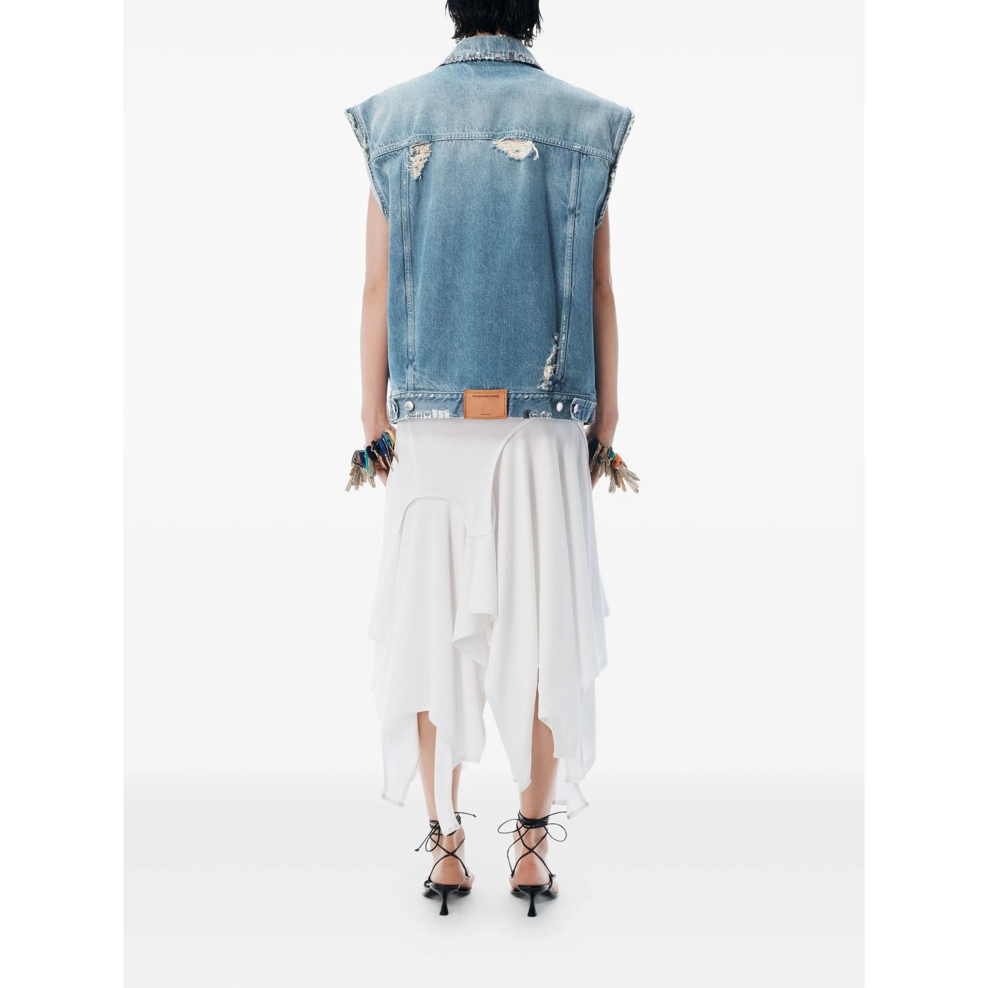 Distressed Oversized Vest With Hardware Alexander Wang vista2