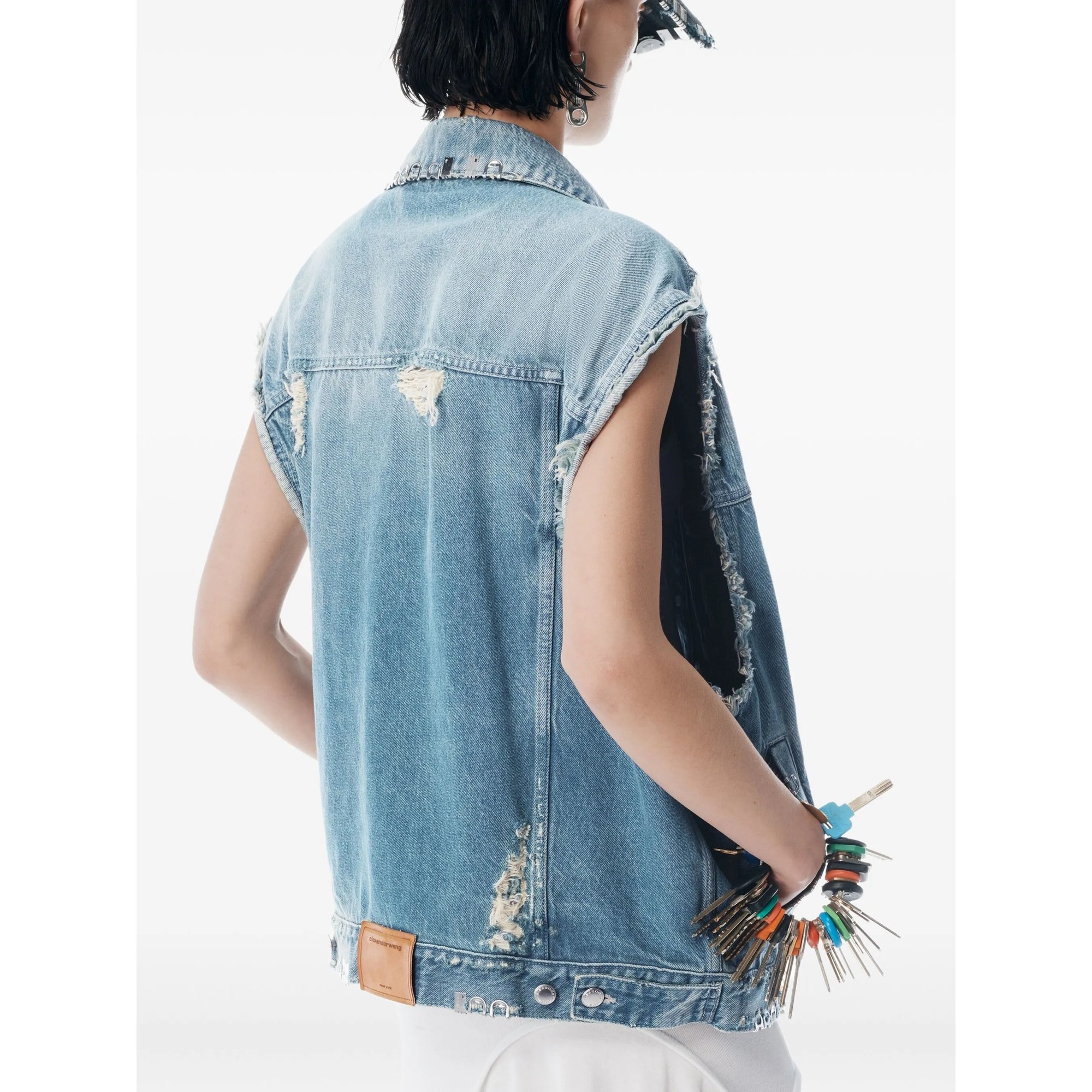 Distressed Oversized Vest With Hardware Alexander Wang vista3
