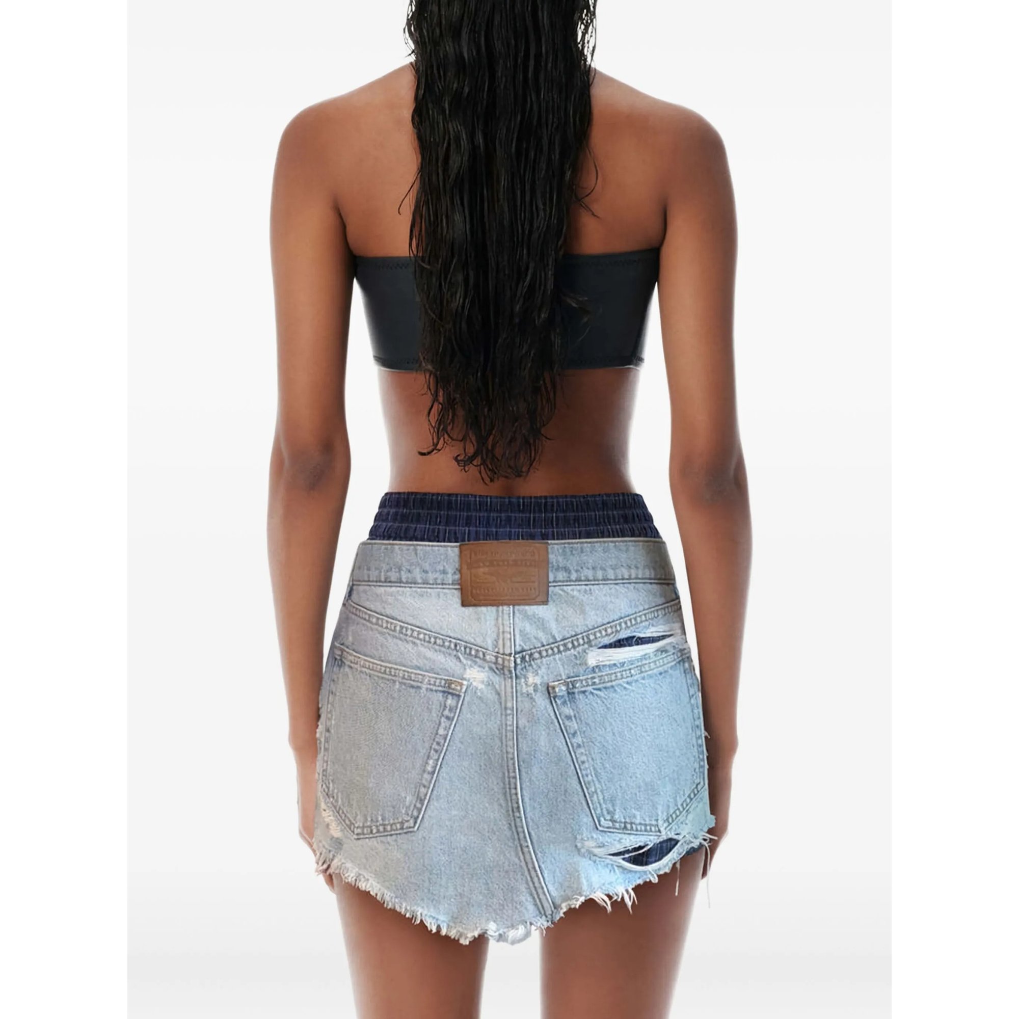 Prestyled Distressed Denim Skirt With Boxer Alexander Wang vista2