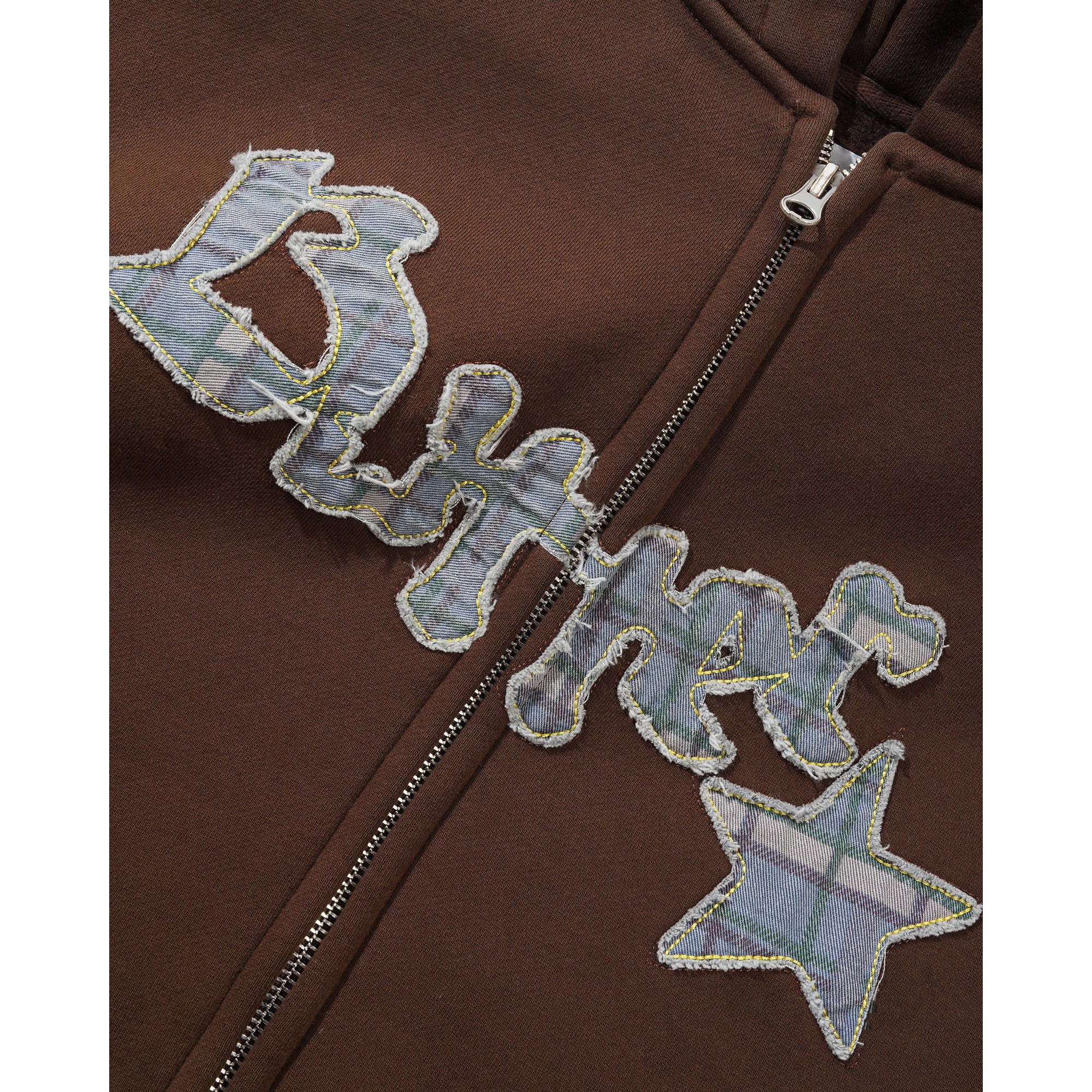 Felpa Edge Applique Zip-thru Marrone Butter Goods vista1