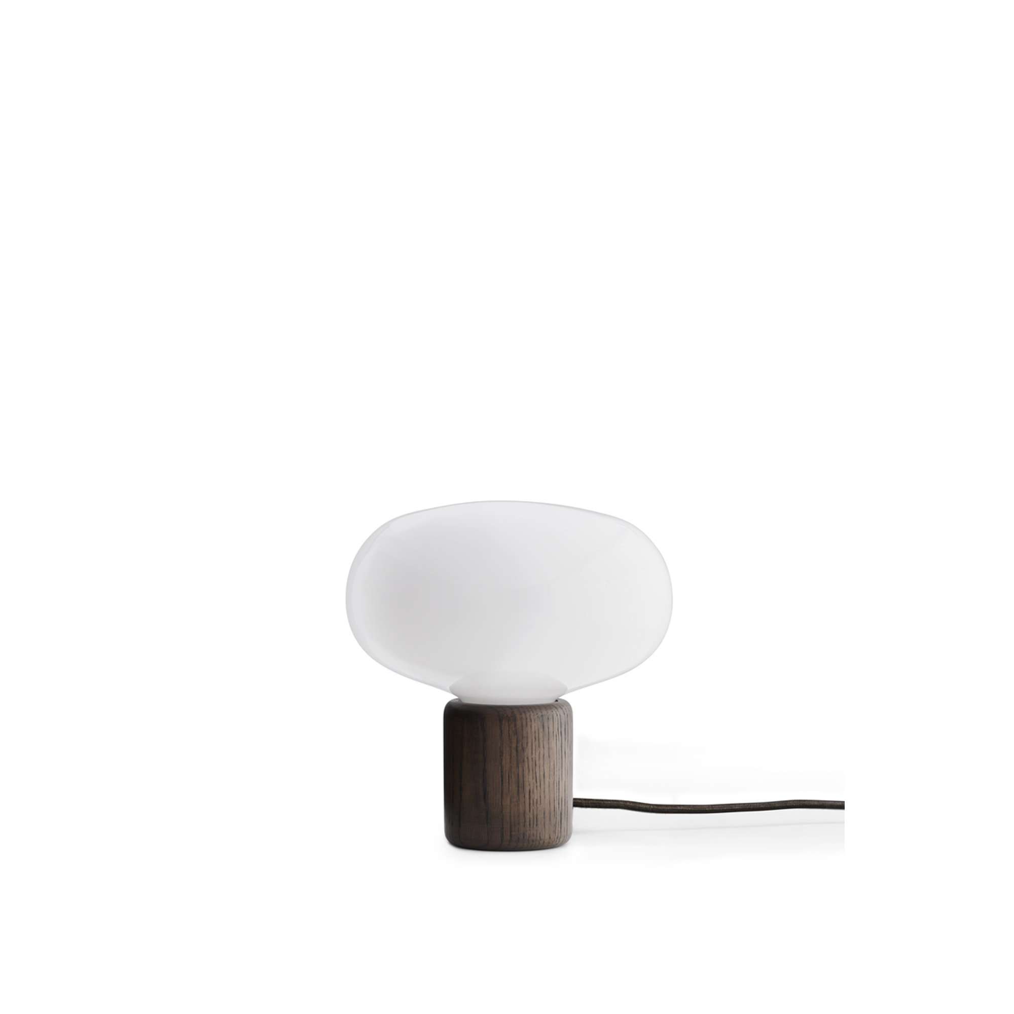 Karl-Johan Lampada da tavolo, Smoked Oak w. Bianco Vetro opalino, EU New Works vista0