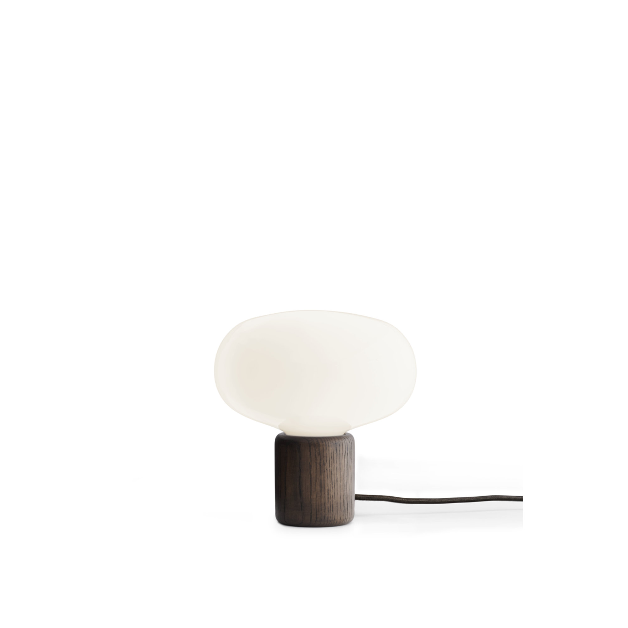 Karl-Johan Lampada da tavolo, Smoked Oak w. Bianco Vetro opalino, EU New Works vista1