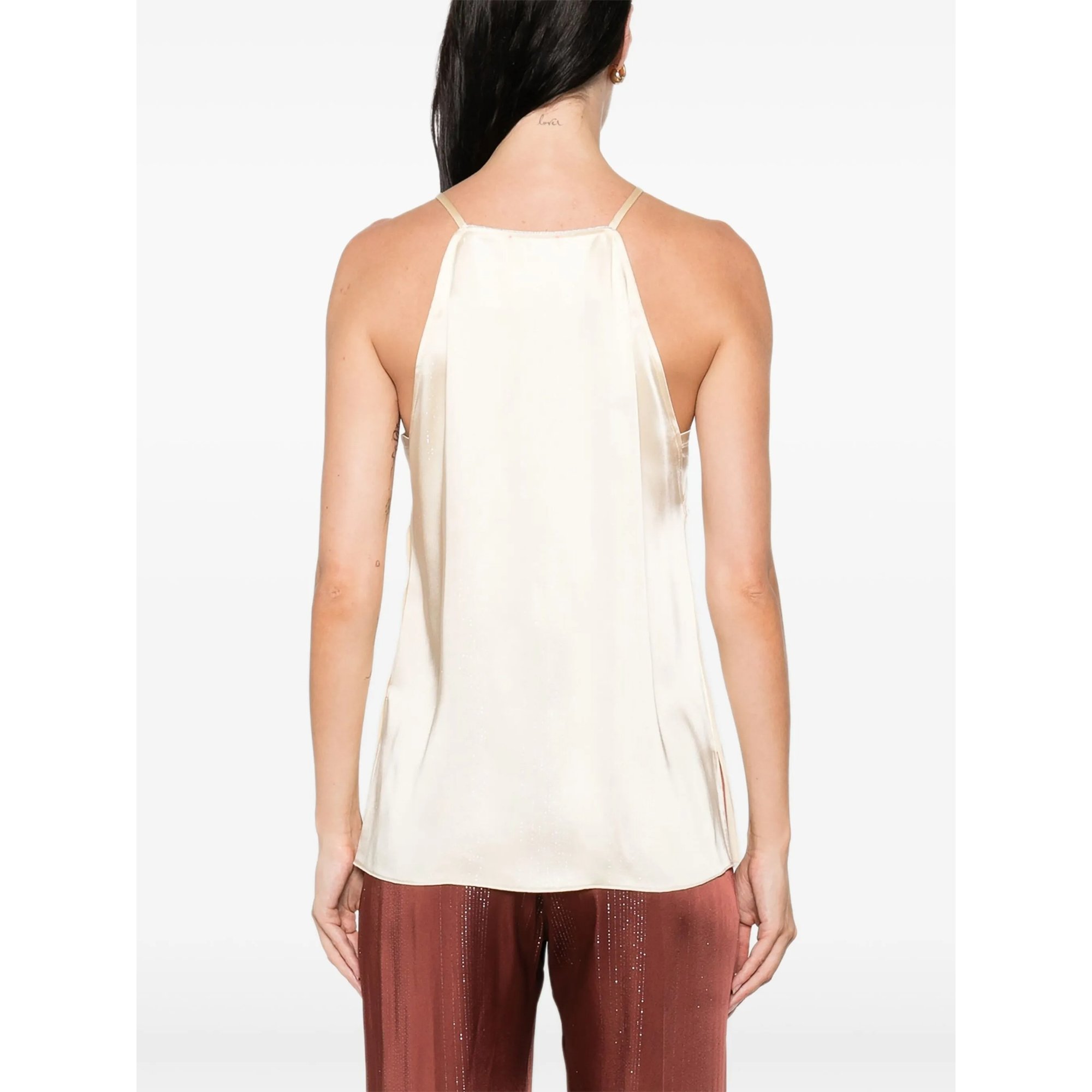 Silver Pinstripe Satin Strap Top Forte_Forte  vista3