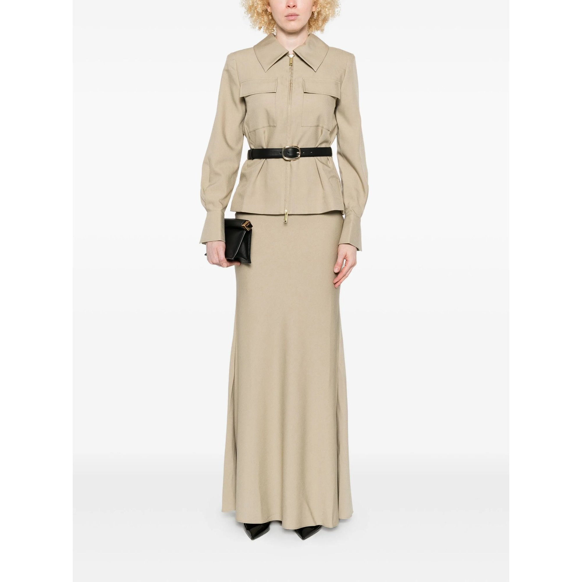 Beige Twill Maxi Dress SELF-PORTRAIT vista1