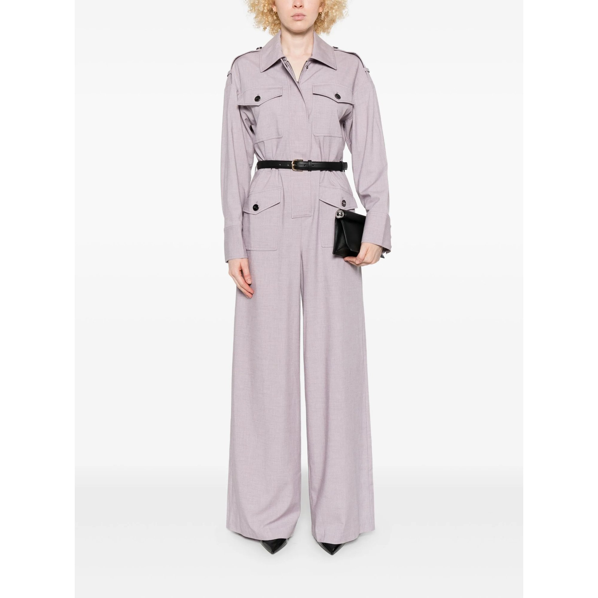 Lilac Twill Jumpsuit SELF-PORTRAIT vista1