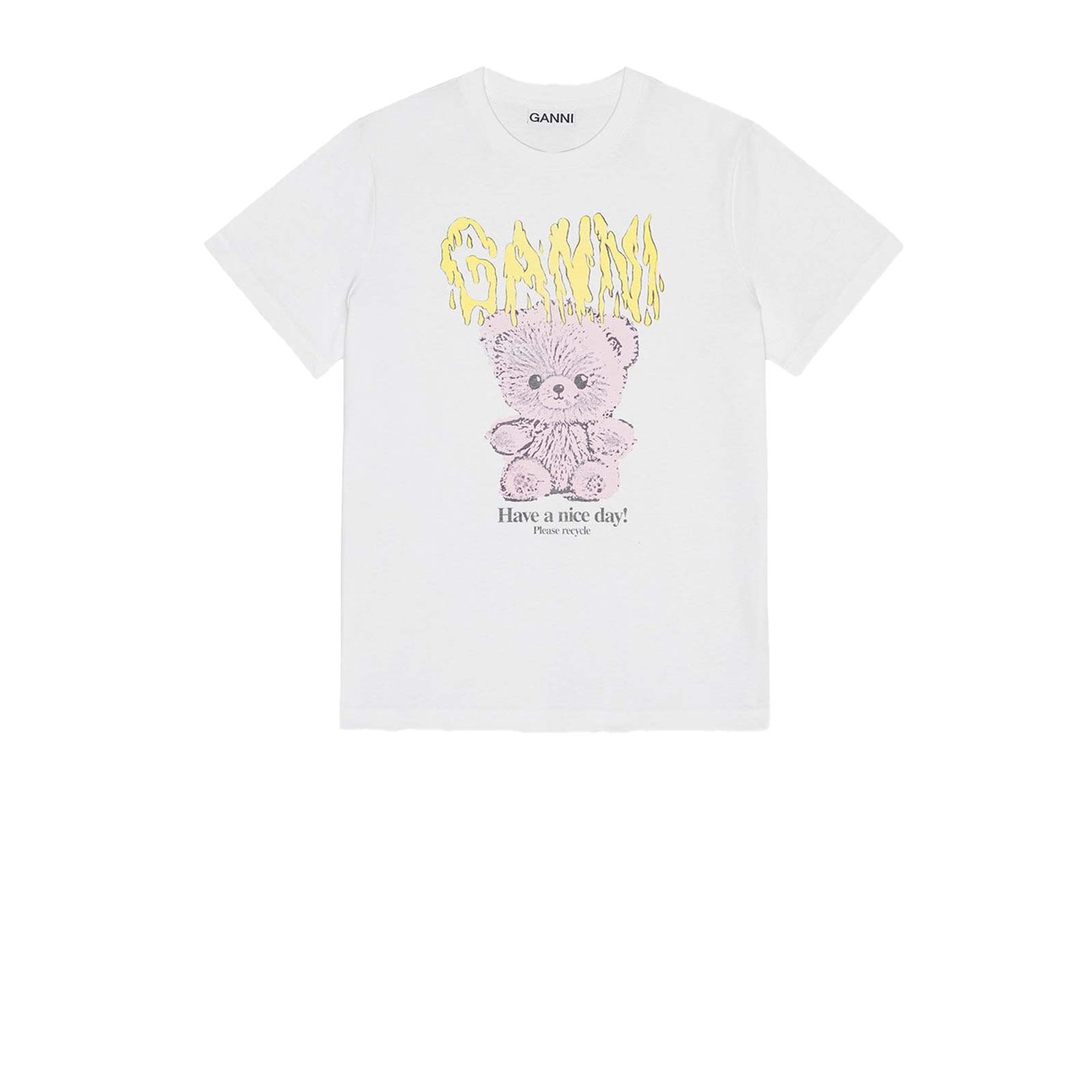 Basic Cotton Jersey Teddy Relaxed T-shirt Ganni vista0