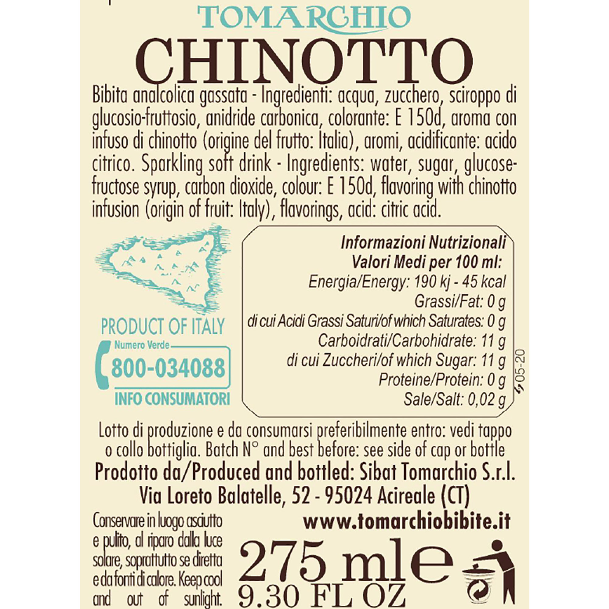 6 zestawów po 4 butelki - Chinotto 275 ml Tomarchio vista1