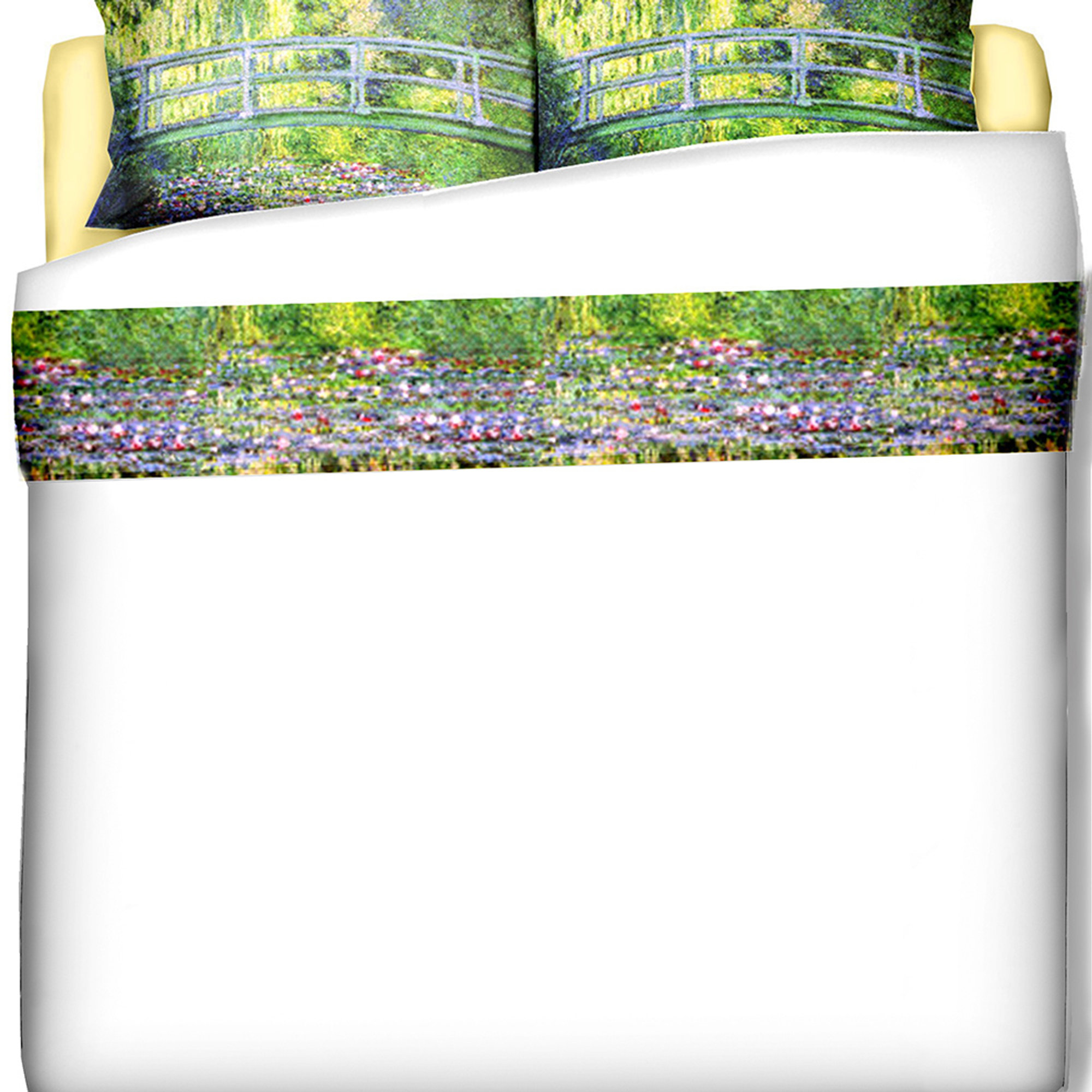MONET Ensemble de draps - Pont japonais, 2 carrés Letti d'arte - Outlet vista0