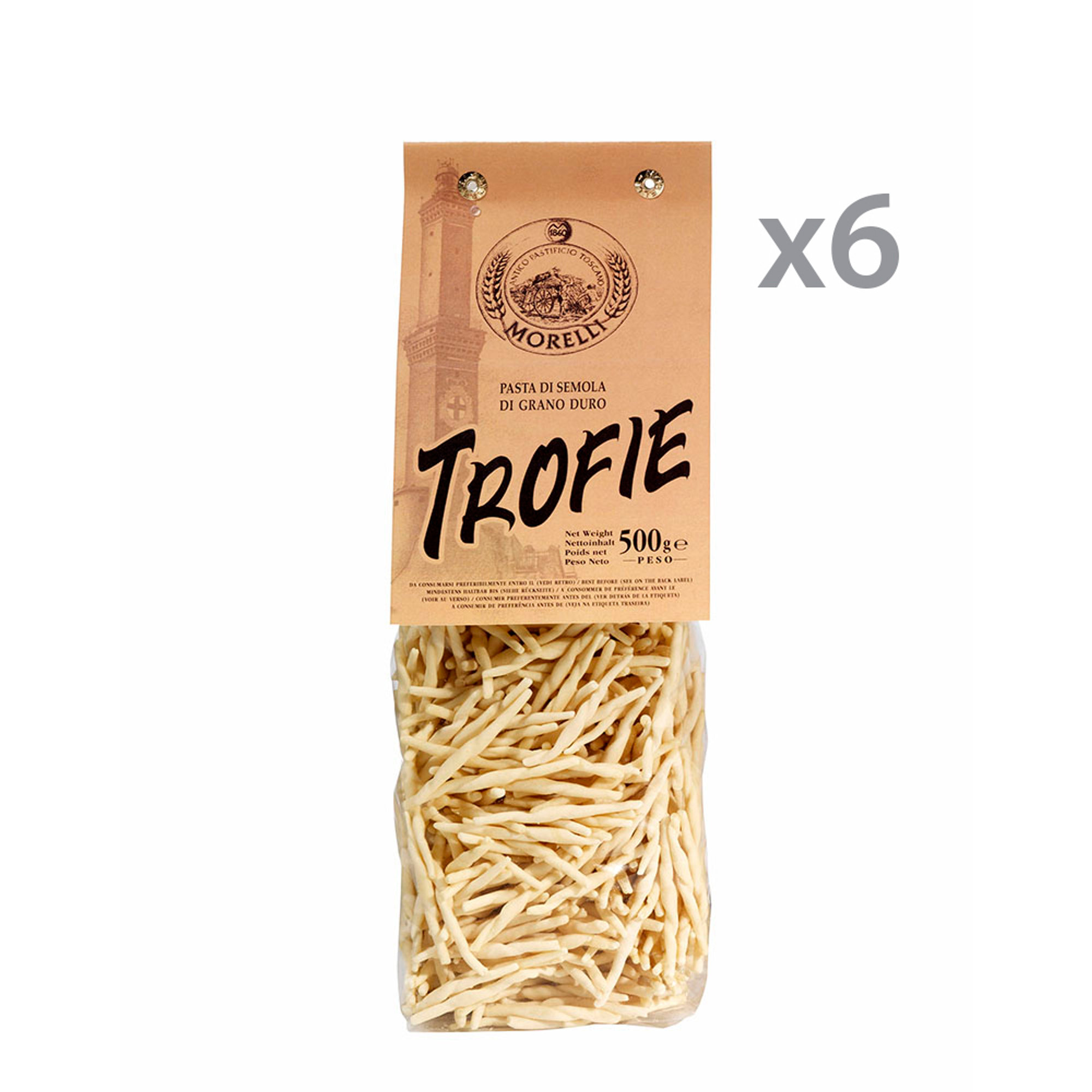 6 paquetes - Trigo duro Trofie 500 gr Pasta Morelli vista0