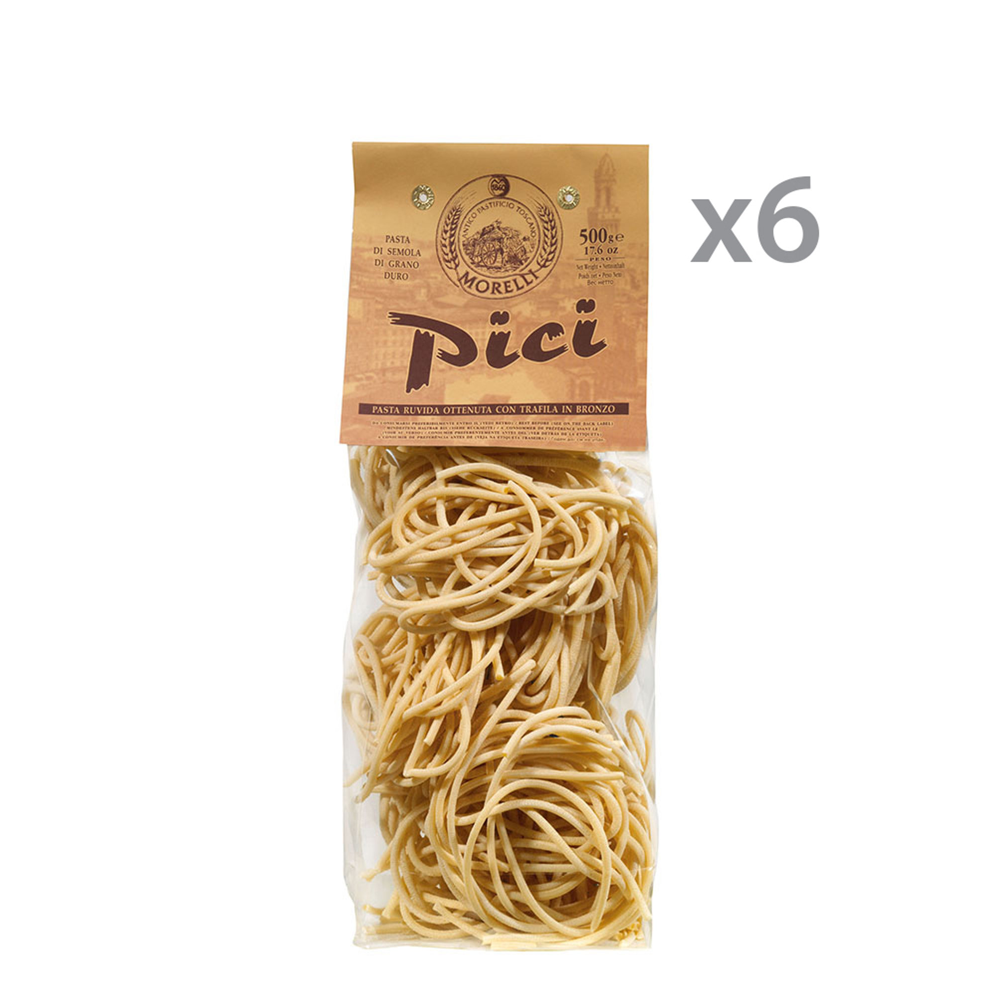 6 paquetes - Pici de trigo duro 500 gr Pasta Morelli vista0