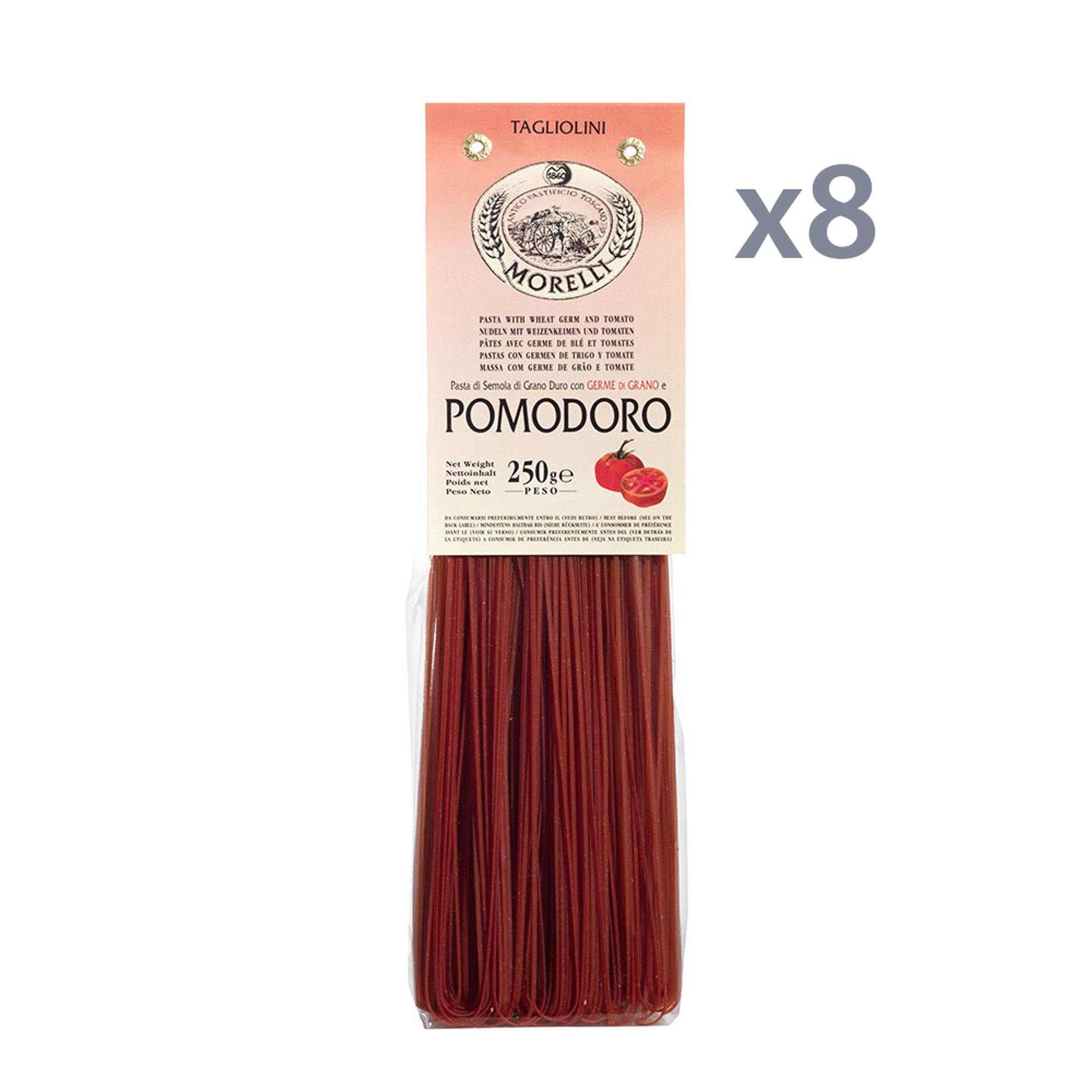 8 förpackningar - Tagliolini med tomat 250 g Pasta Morelli vista0