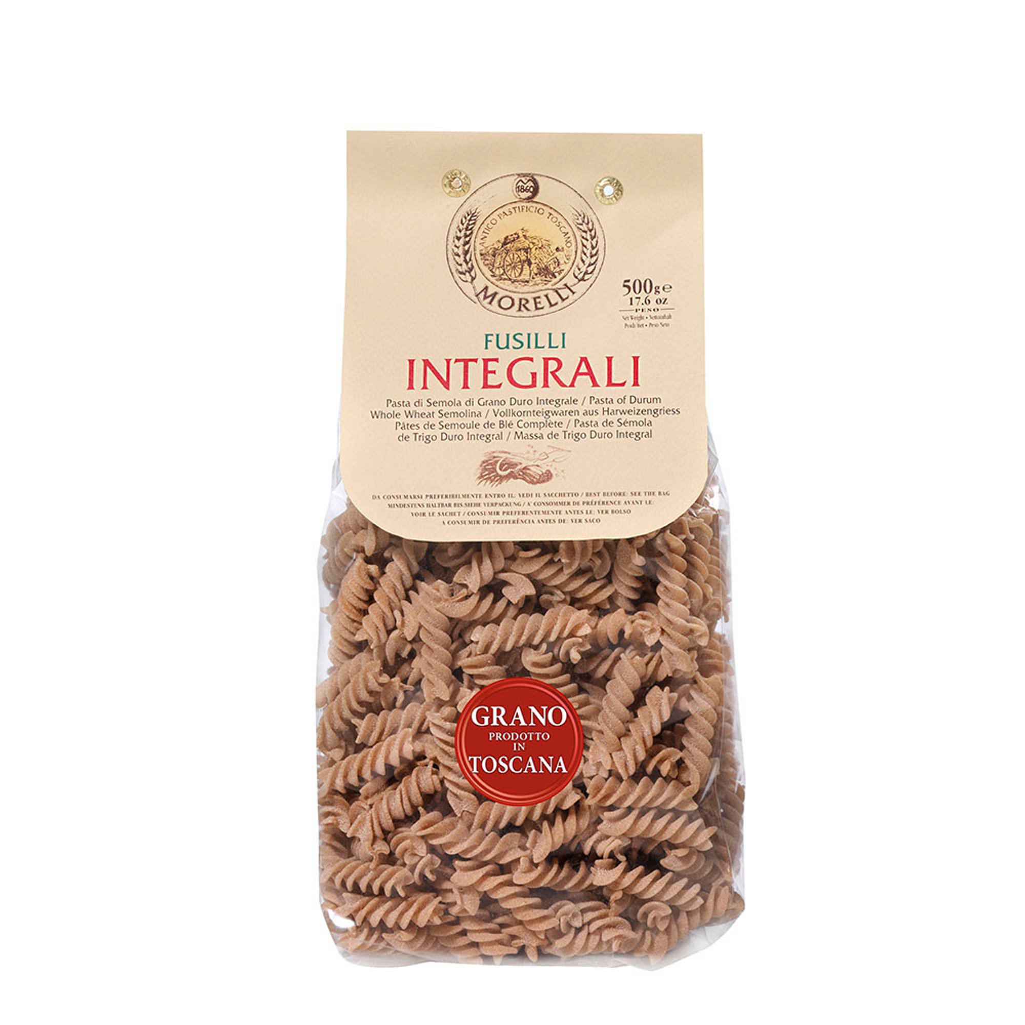 6 verpakkingen - Volkoren fusilli 500 gr Pasta Morelli vista1