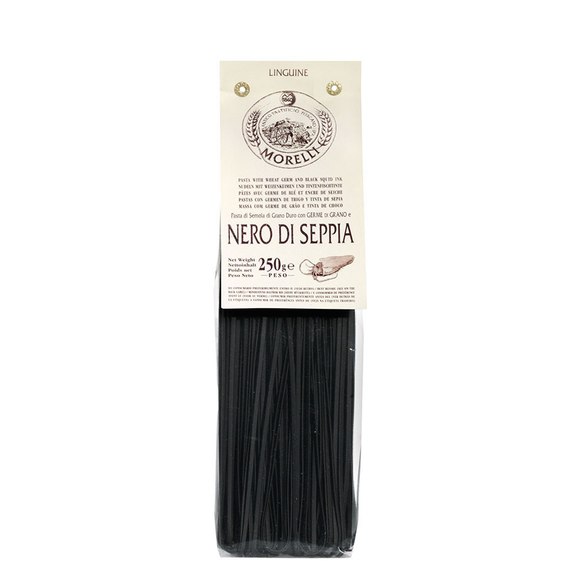 8 confezioni - Linguine al nero di seppia 250 gr Pasta Morelli vista1