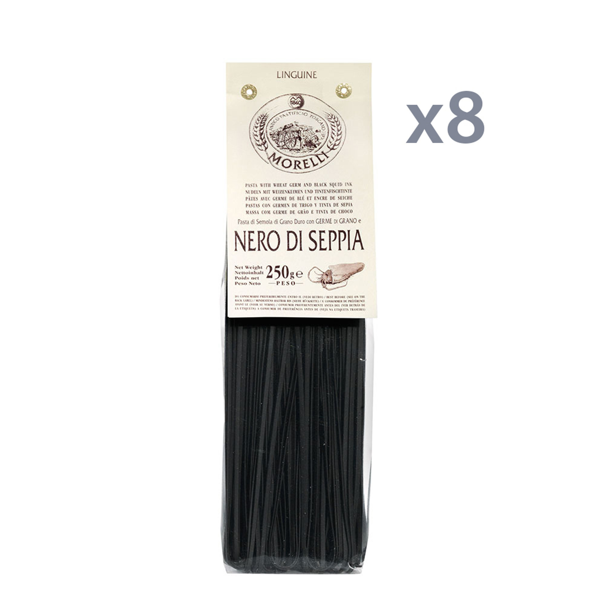 8 confezioni - Linguine al nero di seppia 250 gr Pasta Morelli vista0