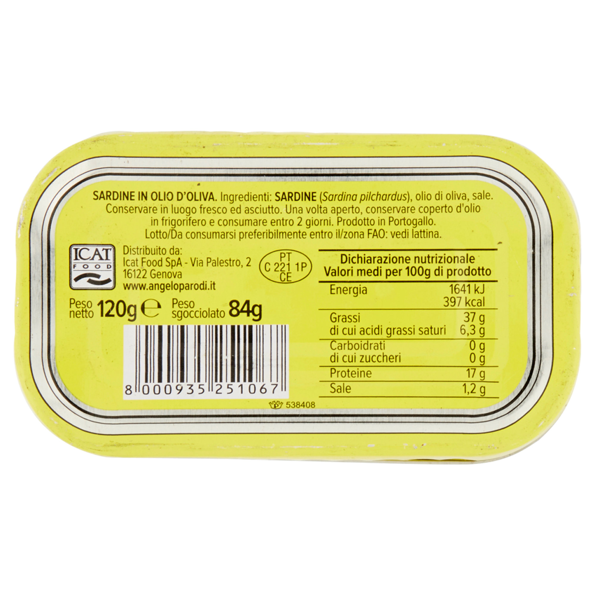 10 scatole - Sardine 120 gr Angelo Parodi vista1