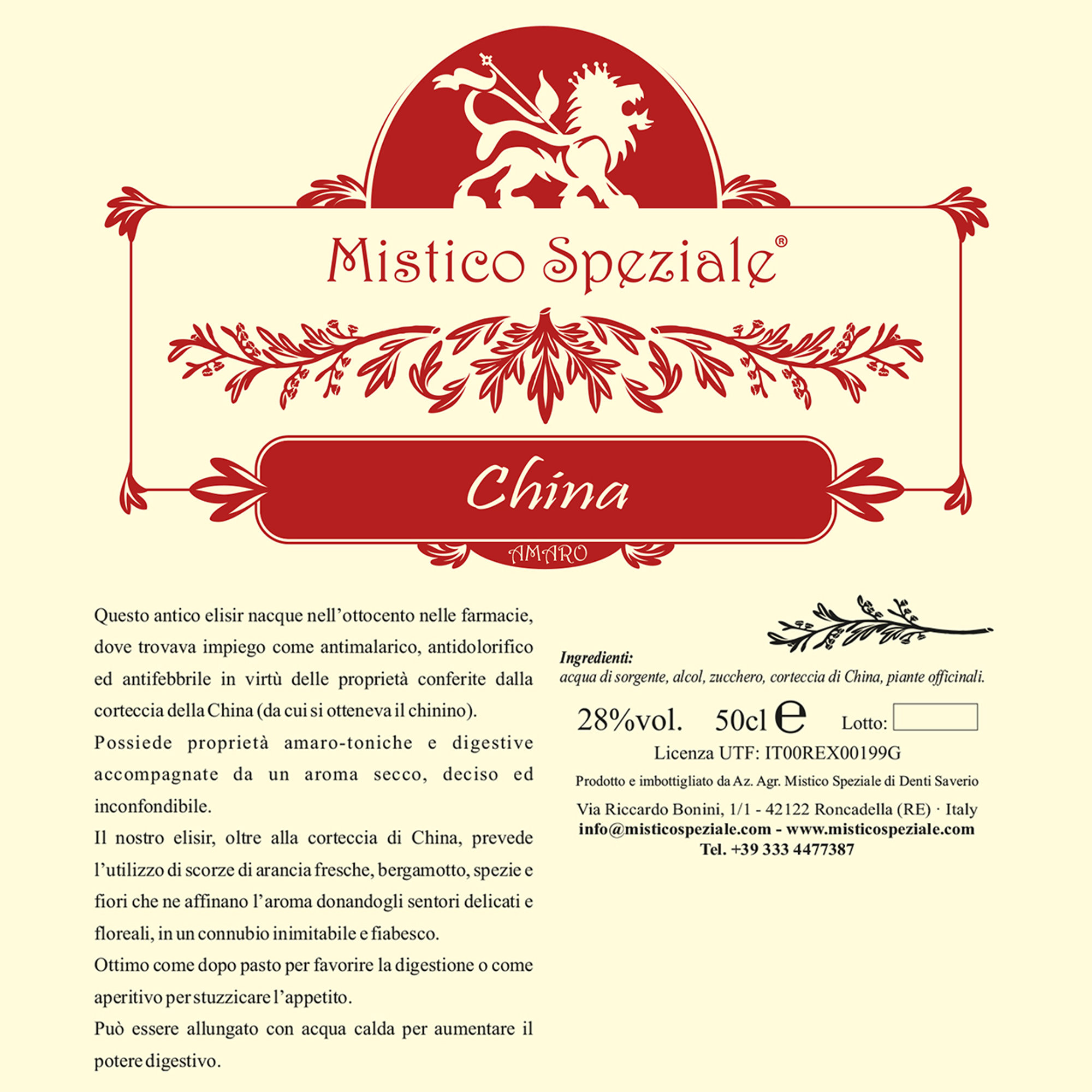 1 bottiglia da 50 cl - Amaro China Mistico Speziale vista1