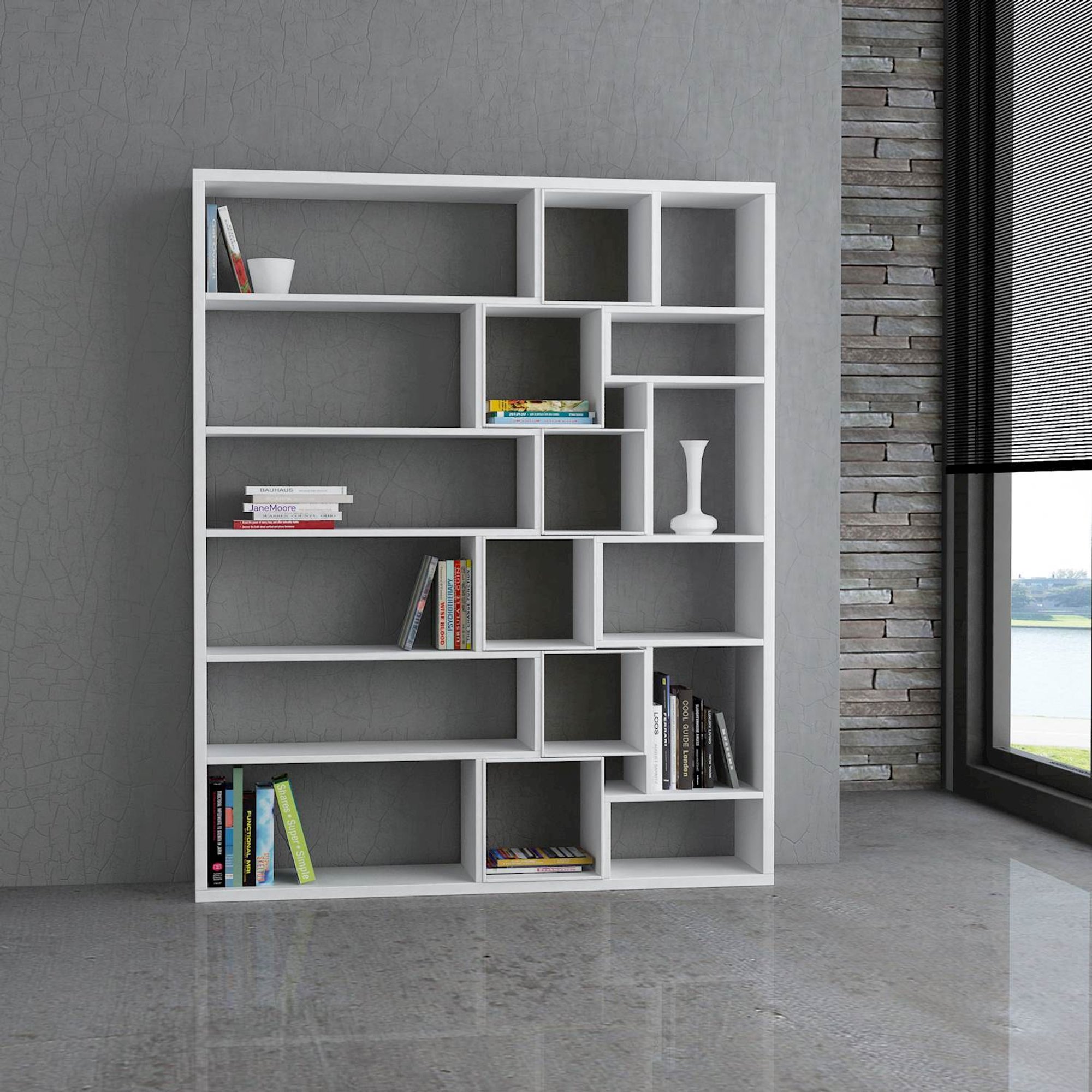 Libreria Roscoe, bianco/bianco Decortie vista2