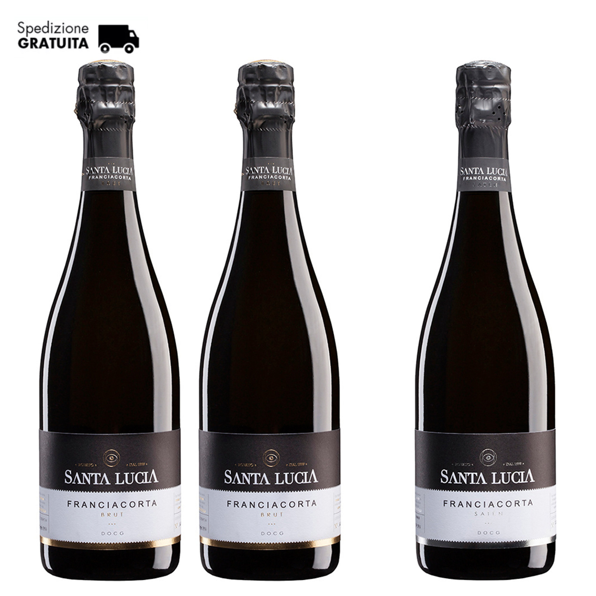 3 bottiglie miste: 2 Franciacorta Brut - 1 Franciacorta Brut Satén Santa Lucia vista0