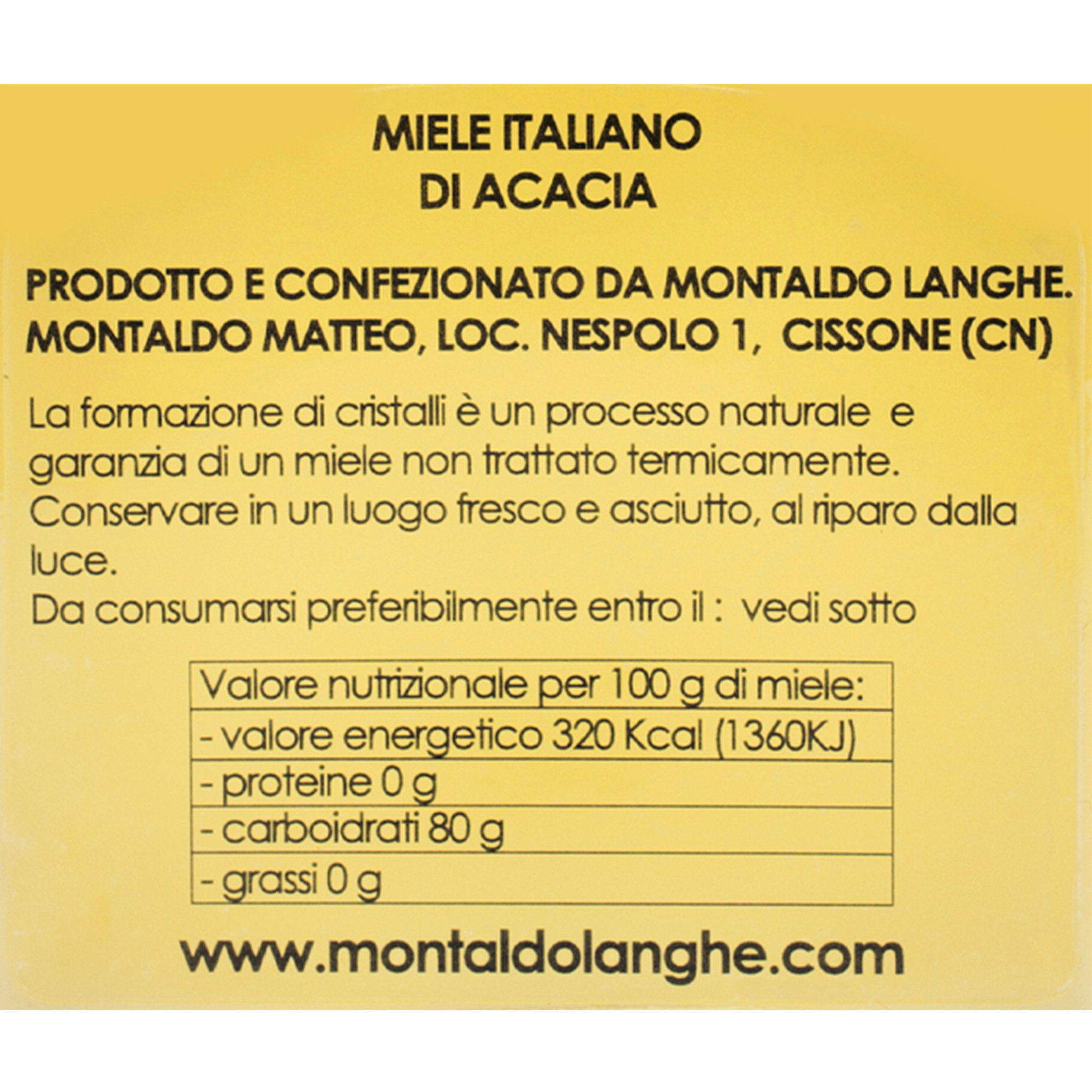 2 pots mixtes : Miel de Pissenlit, 400 g - Miel d'Acacia, 400 g Montaldo Langhe vista2
