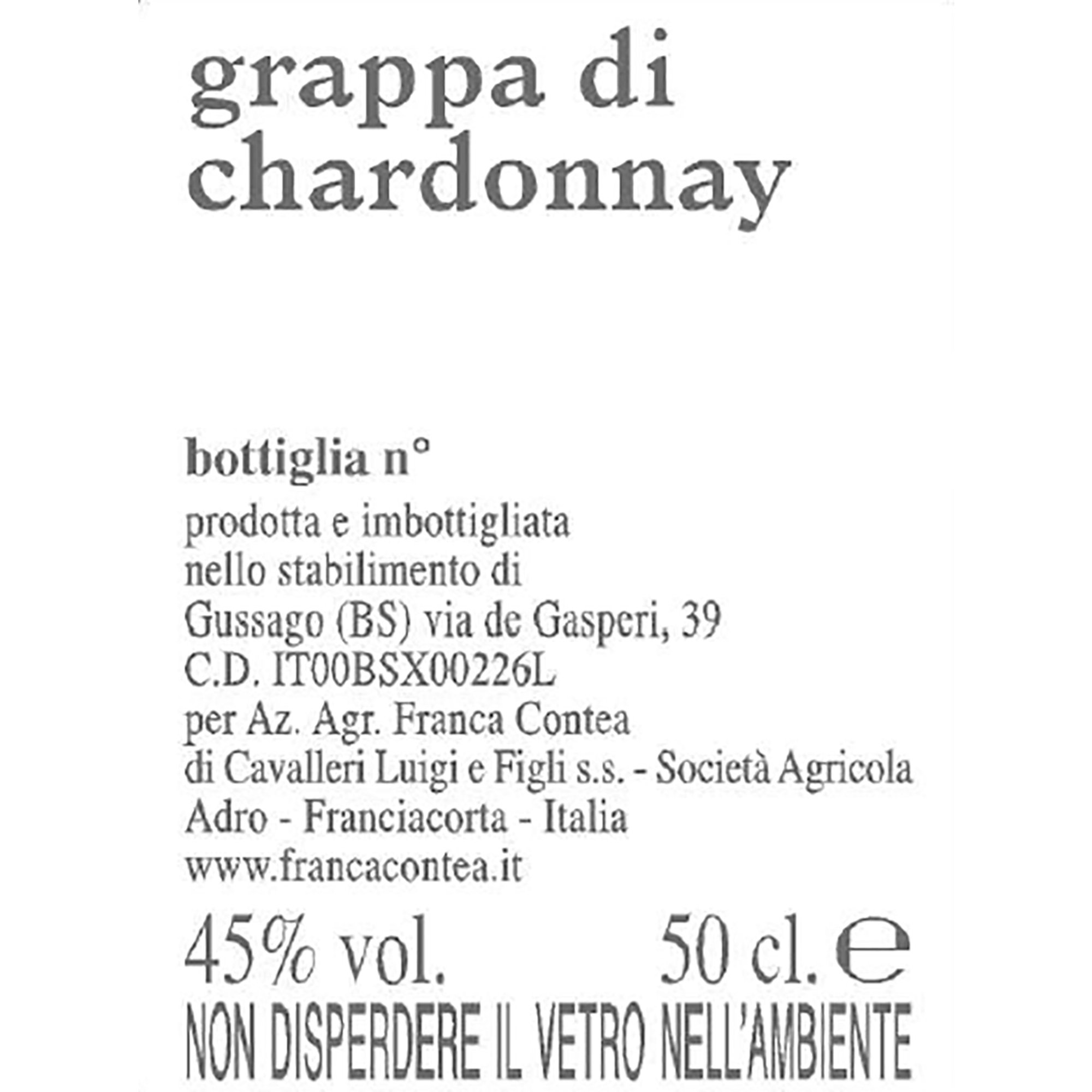 1 bottiglia - Grappa Bianca di Chardonnay Franca Contea vista1