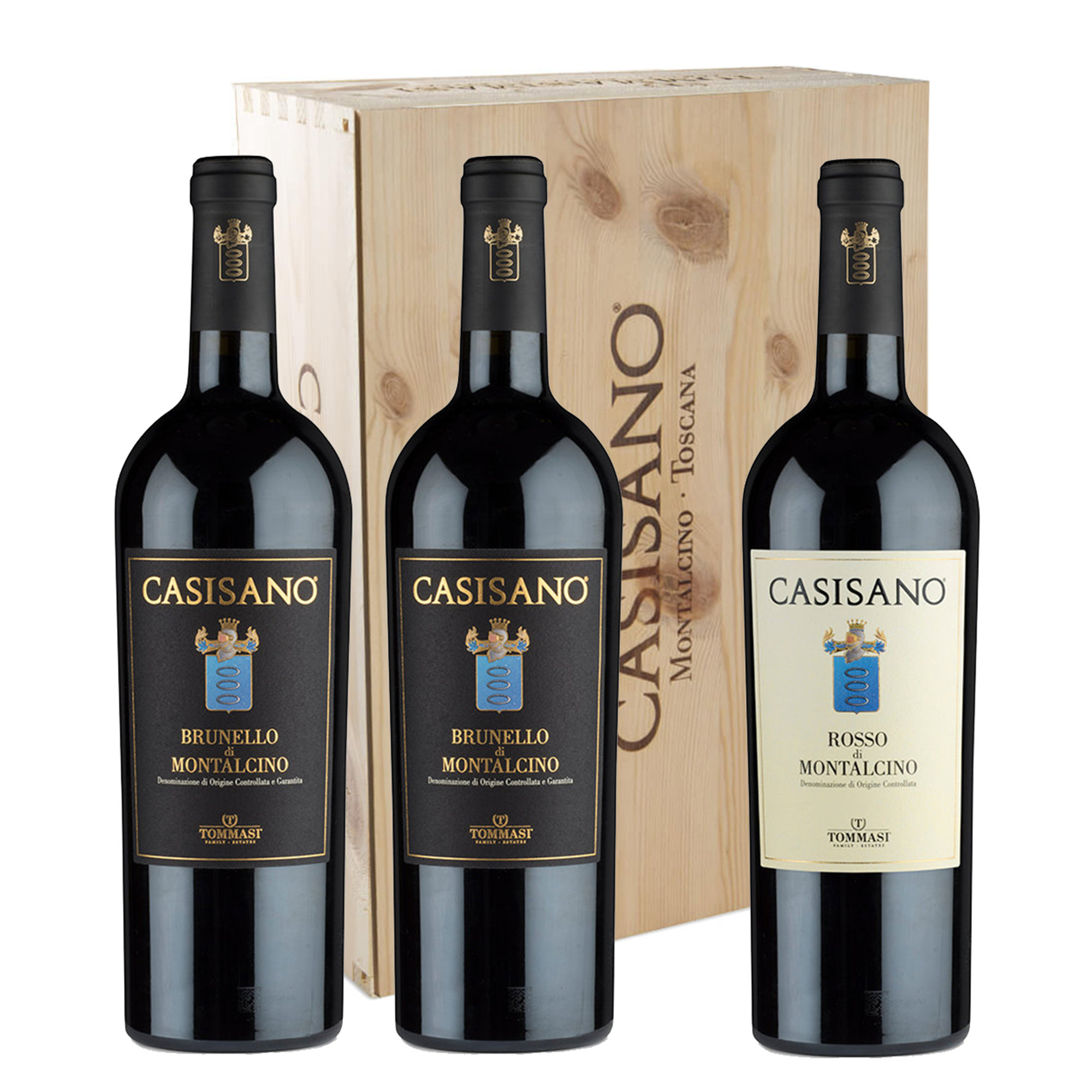 3 bottiglie miste con cassa in legno: 2 Brunello di Montalcino DOCG 2017 - 1 Rosso di Montalcino DOCG 2020 Podere Casisano vista0