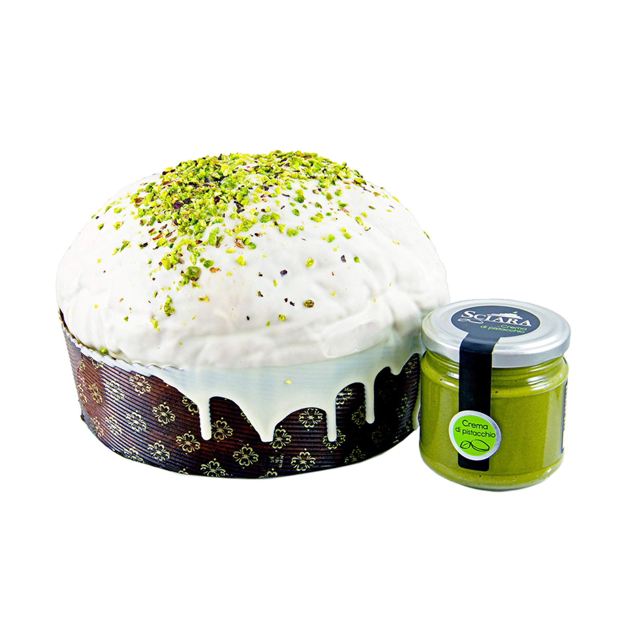 Panettone al Pistacchio 750 gr - Crema al pistacchio 190 gr Sciara vista1
