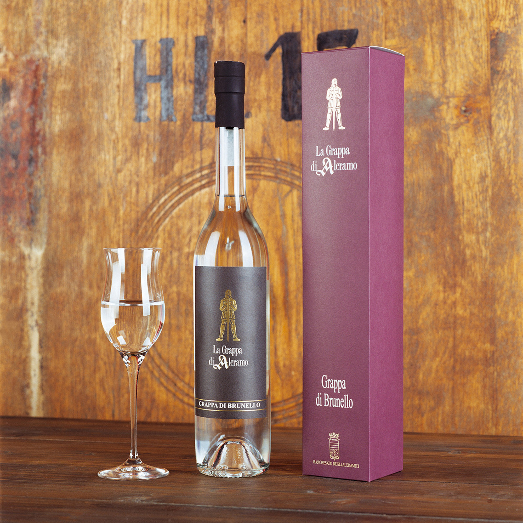 1 botella - Aleramo Grappa (orujo Brunello) 50 cl con estuche elegante Marchesato degli Aleramici vista1