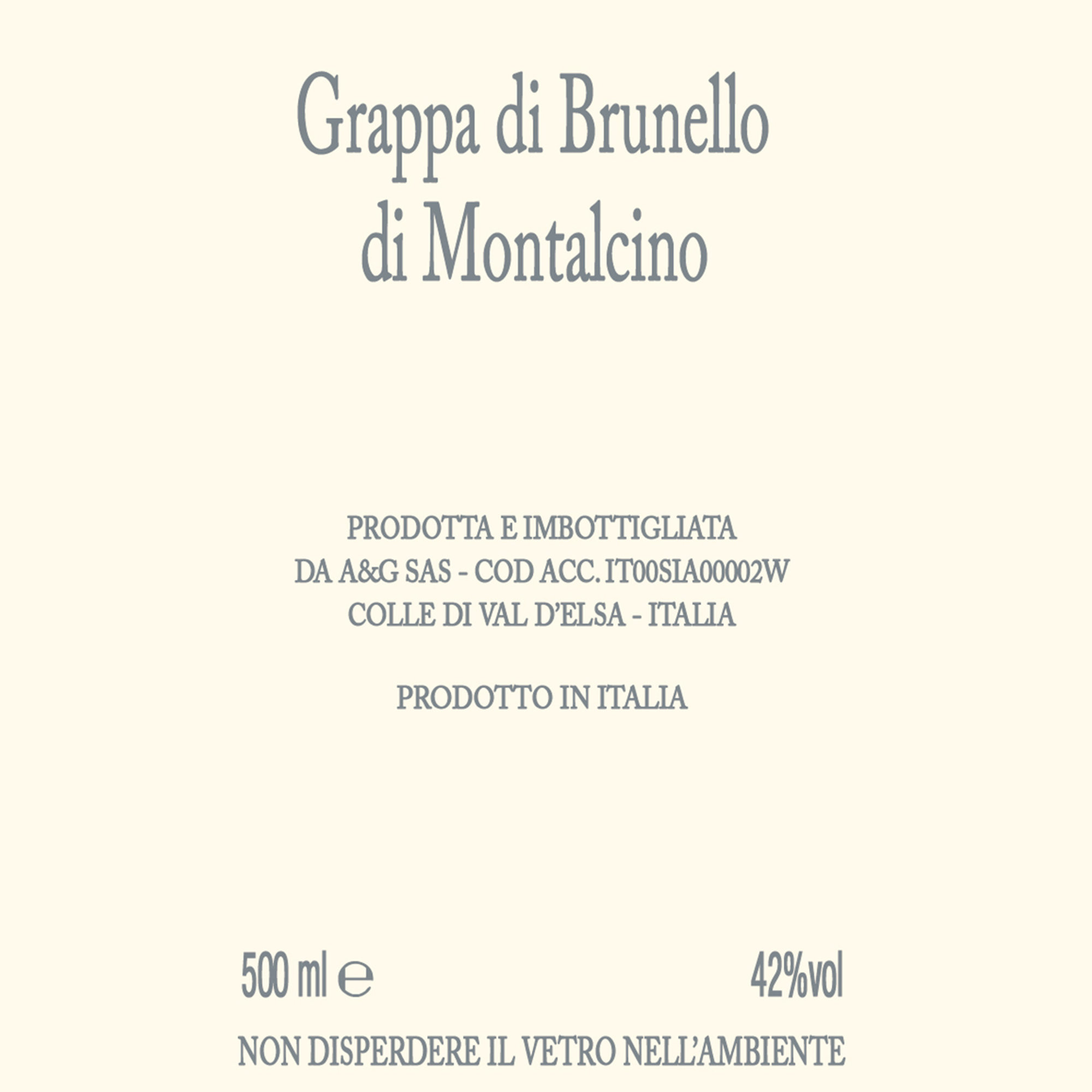 1 botella - Aleramo Grappa (orujo Brunello) 50 cl con estuche elegante Marchesato degli Aleramici vista2