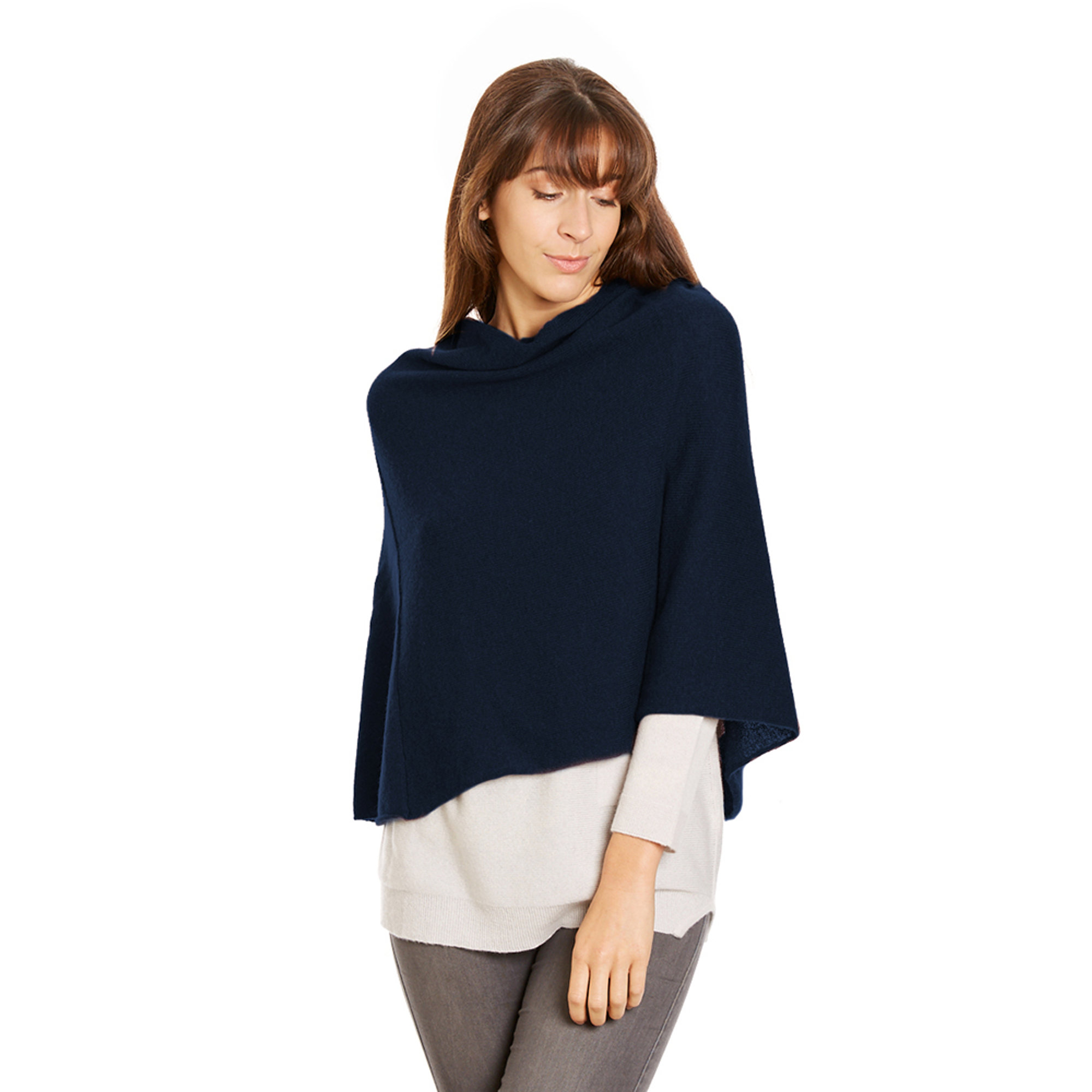 Poncho corto blu 100% CASHMERE  vista0