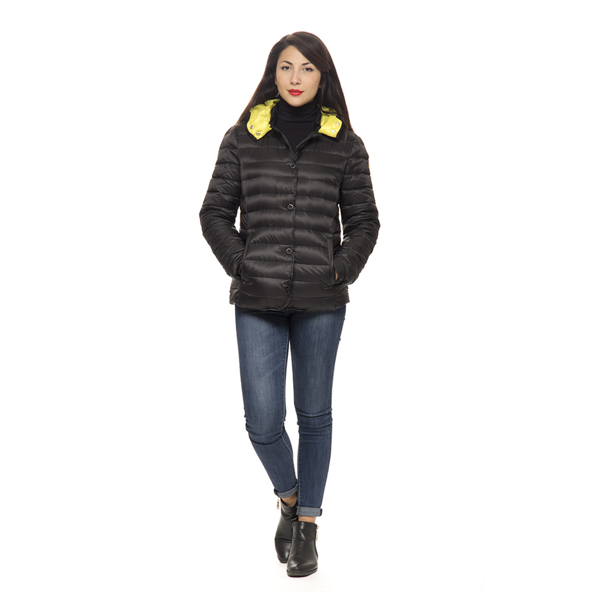 Piumino Refrigiwear corto nero e giallo Refrigiwear vista2
