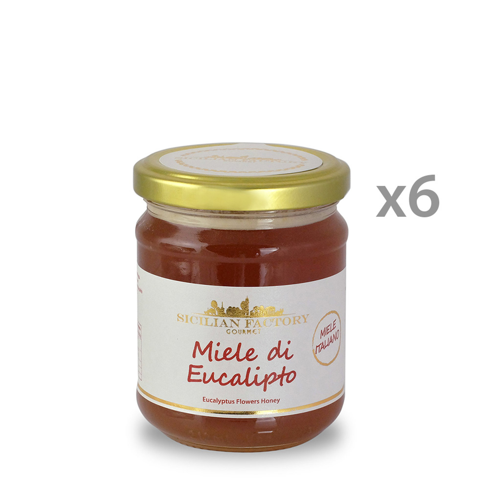 6 pots - Miel d'Eucalyptus 250 g Sicilian Factory vista0