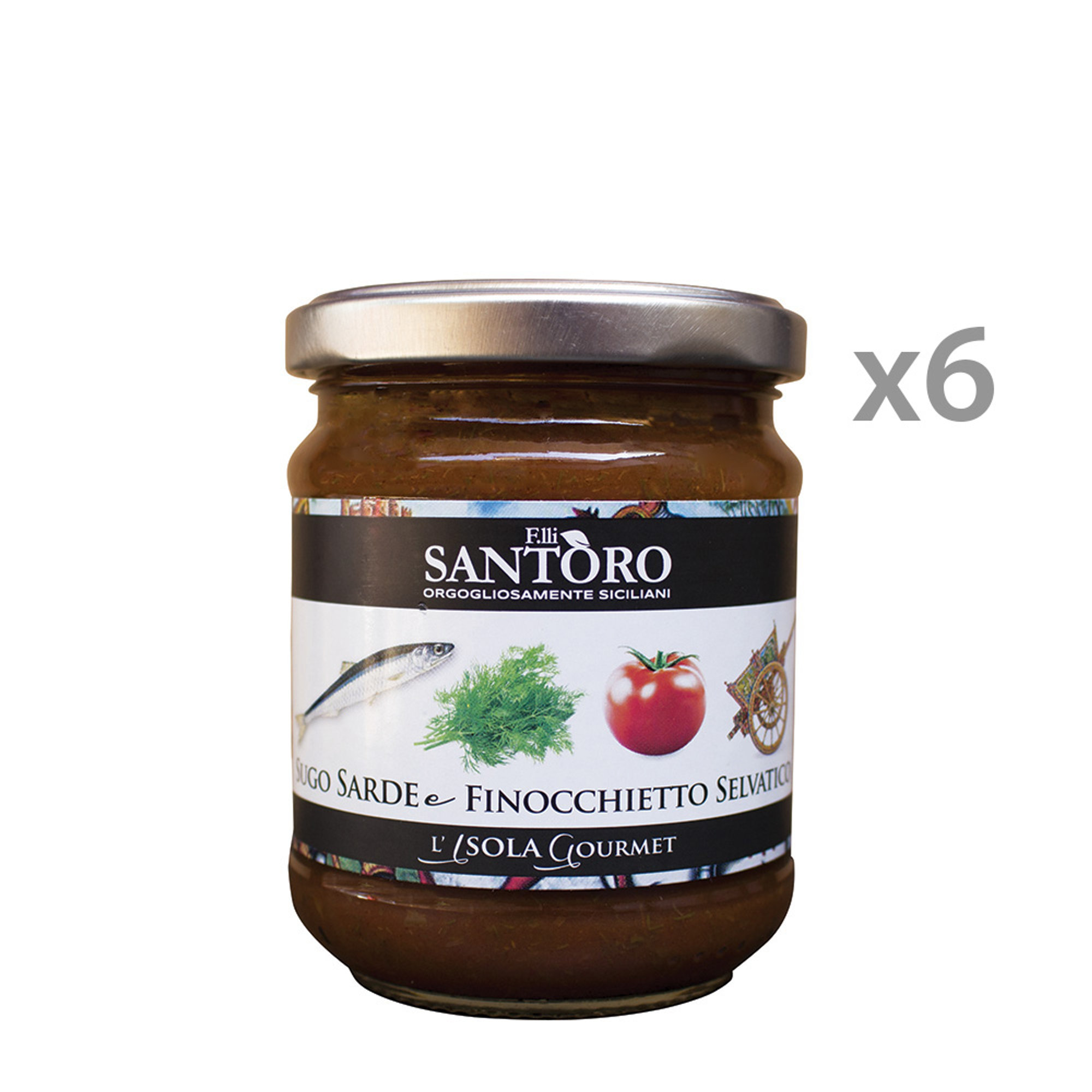 6 frascos - Salsa de hinojo silvestre y sardinas 180 ml Santoro Salsas vista0